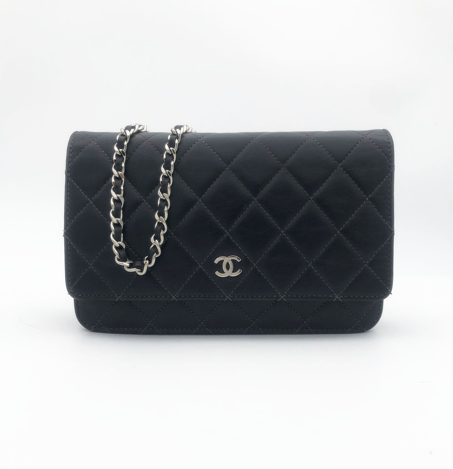 Sac bandouliere Wallet on chain Chanel timeless / classiqure matelassé en cuir lisse Gris - Soline