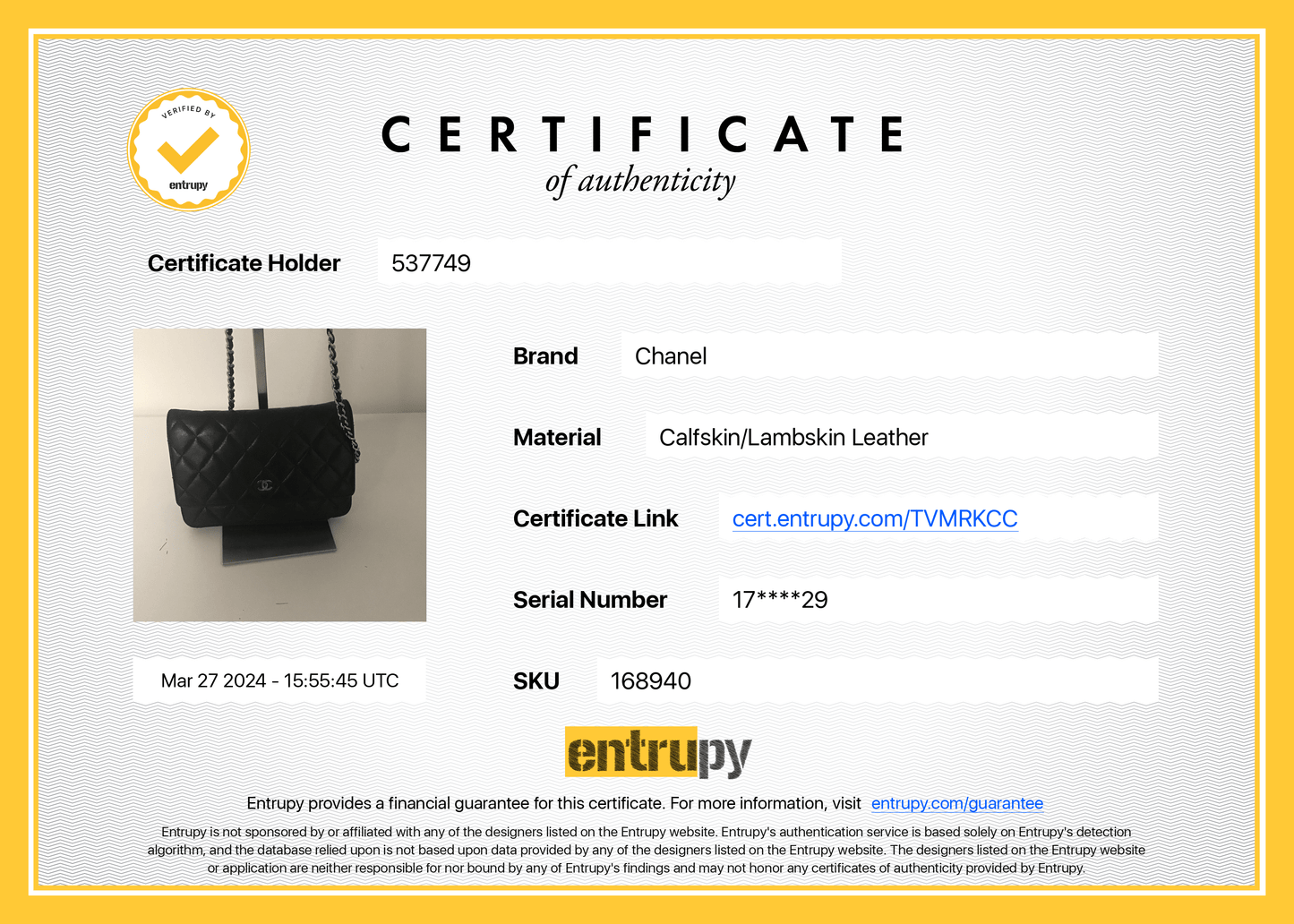 Sac bandoulière wallet on chain (woc) en cuir noir - Soline