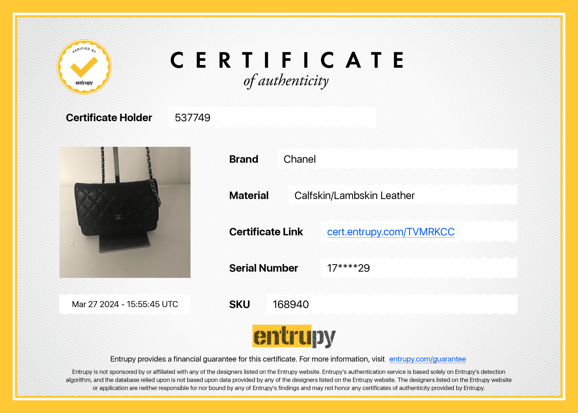 Sac bandoulière wallet on chain (woc) en cuir noir - Soline