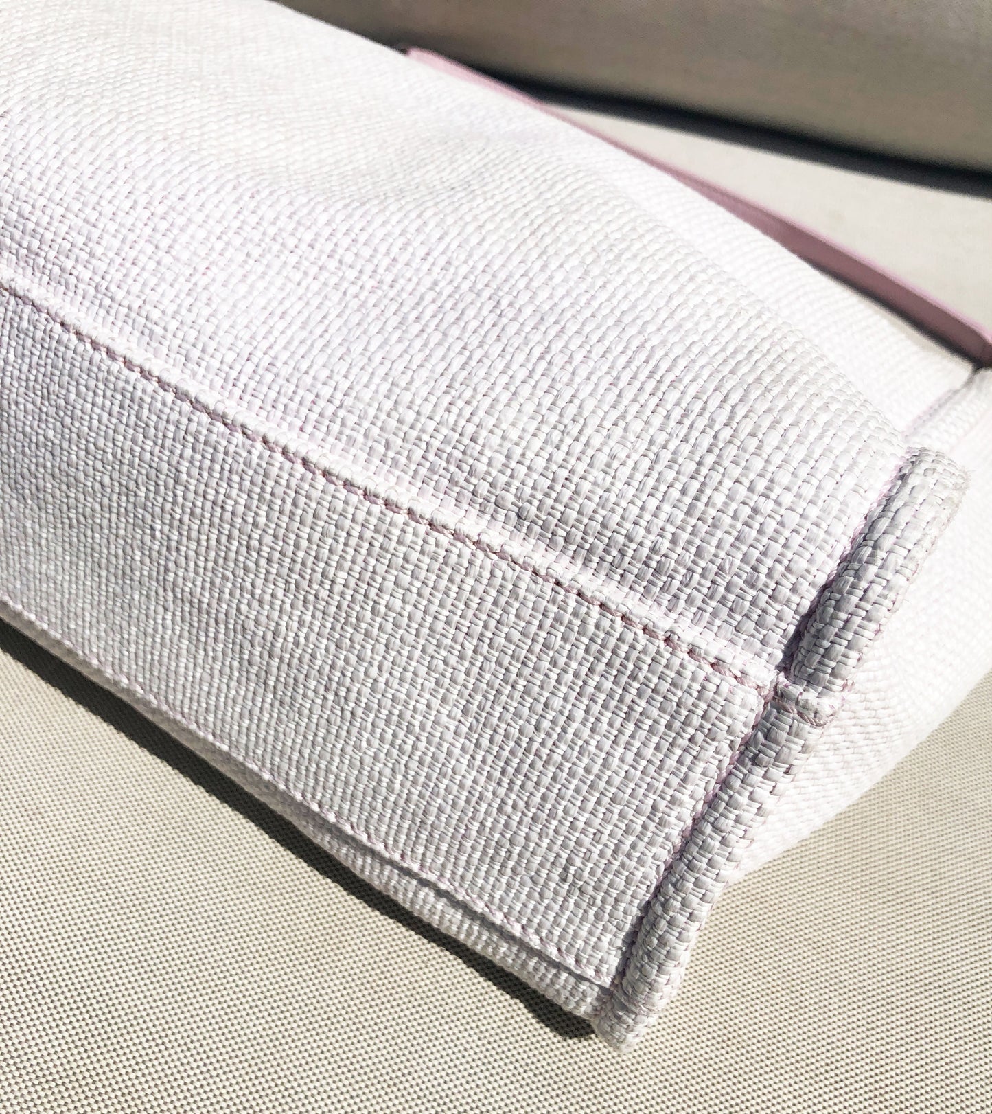 Sac Cabas Deauville en raphia rose et blanc - Soline