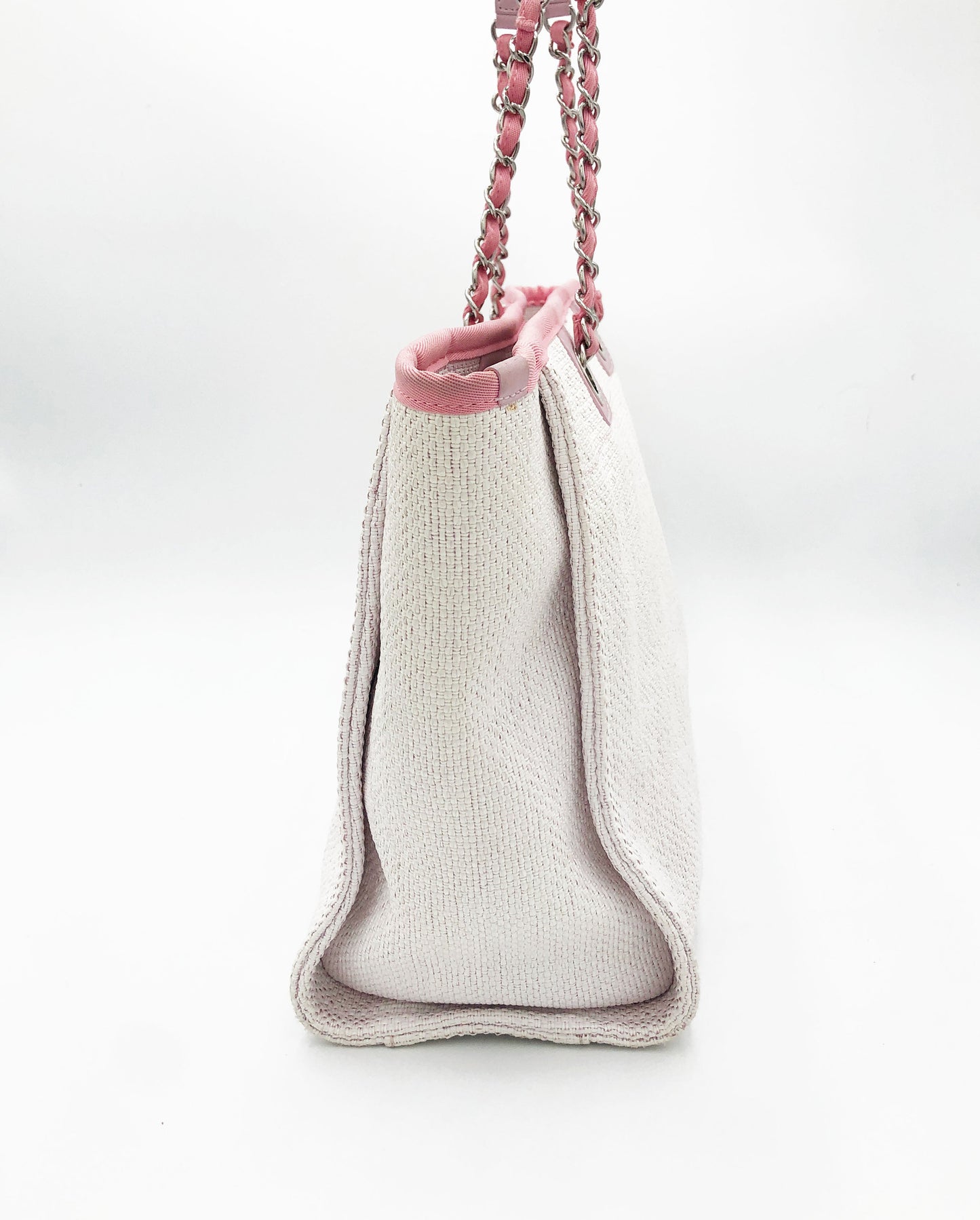 Sac Cabas Deauville en raphia rose et blanc - Soline