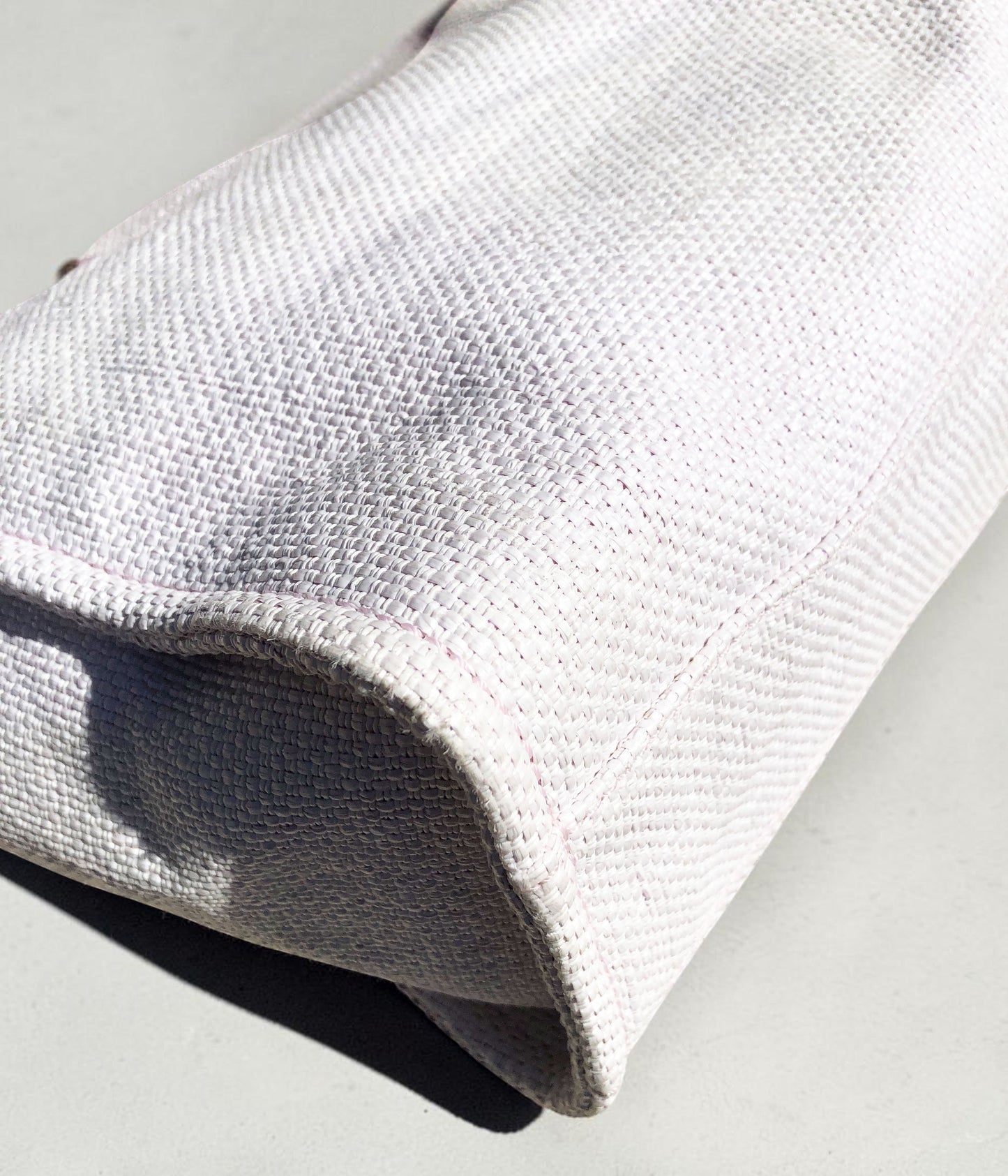 Sac Cabas Deauville en raphia rose et blanc - Soline