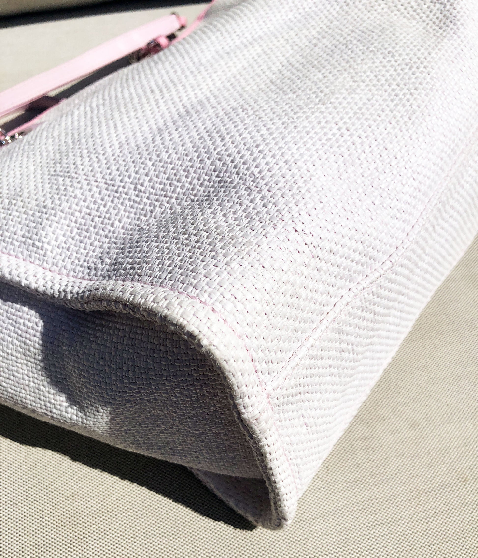 Sac Cabas Deauville en raphia rose et blanc - Soline