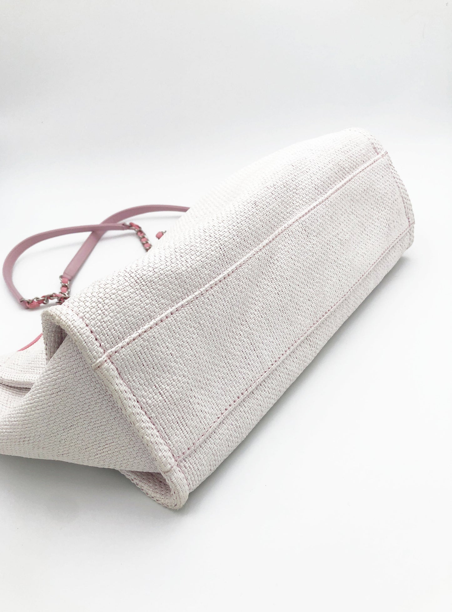 Sac Cabas Deauville en raphia rose et blanc - Soline