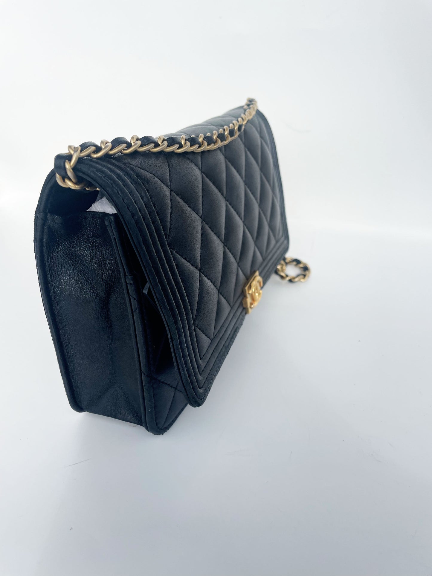 Sac Chanel bandoulière wallet on chain (woc) Boy en cuir noir - Soline