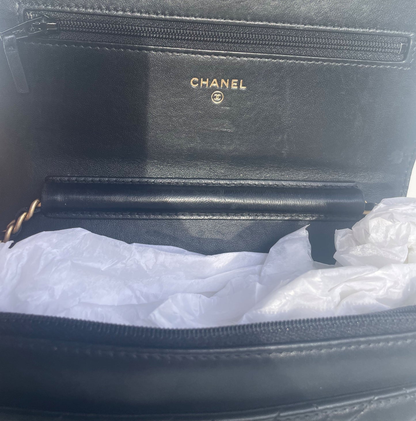 Sac Chanel bandoulière wallet on chain (woc) Boy en cuir noir - Soline