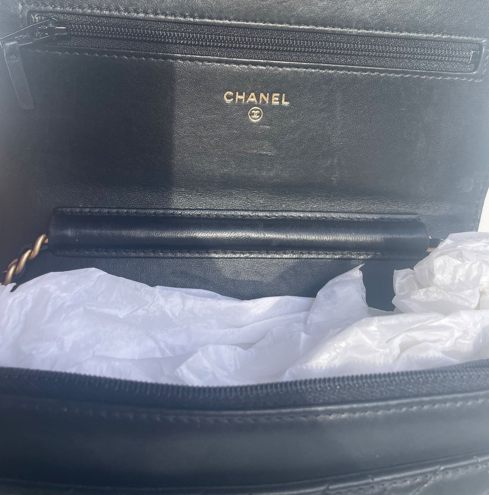 Sac Chanel bandoulière wallet on chain (woc) Boy en cuir noir - Soline