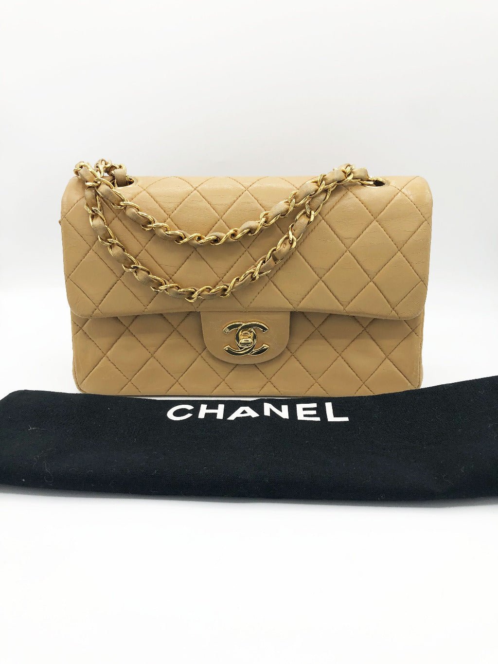 SAC CHANEL BEIGE TIMELESS MINI CUIR D'AGNEAU VINTAGE - Soline