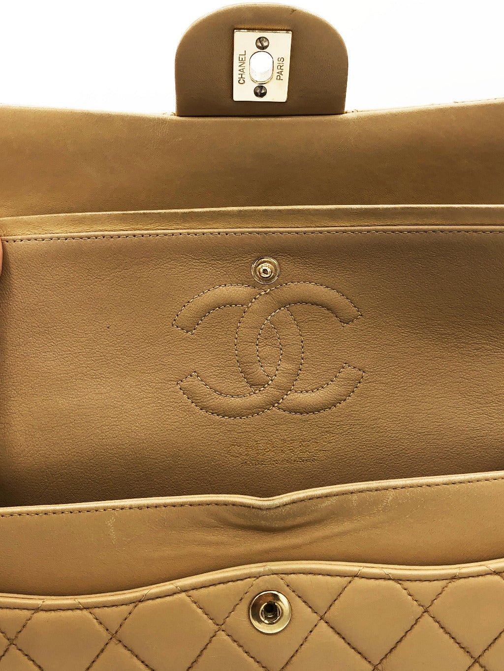 SAC CHANEL BEIGE TIMELESS MINI CUIR D'AGNEAU VINTAGE - Soline