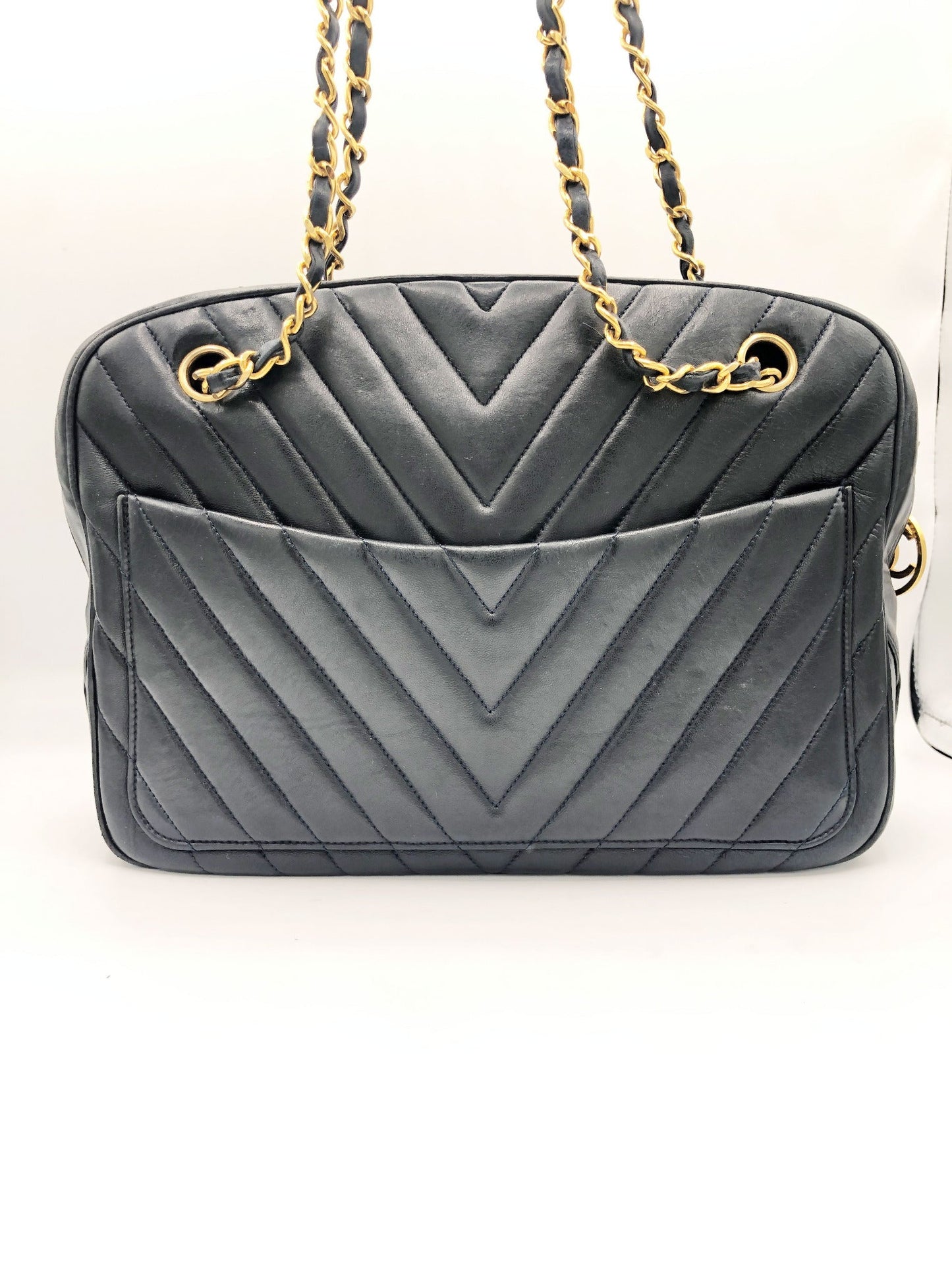 SAC CHANEL CAMERA CHEVRON AGNEAU NOIR - Soline