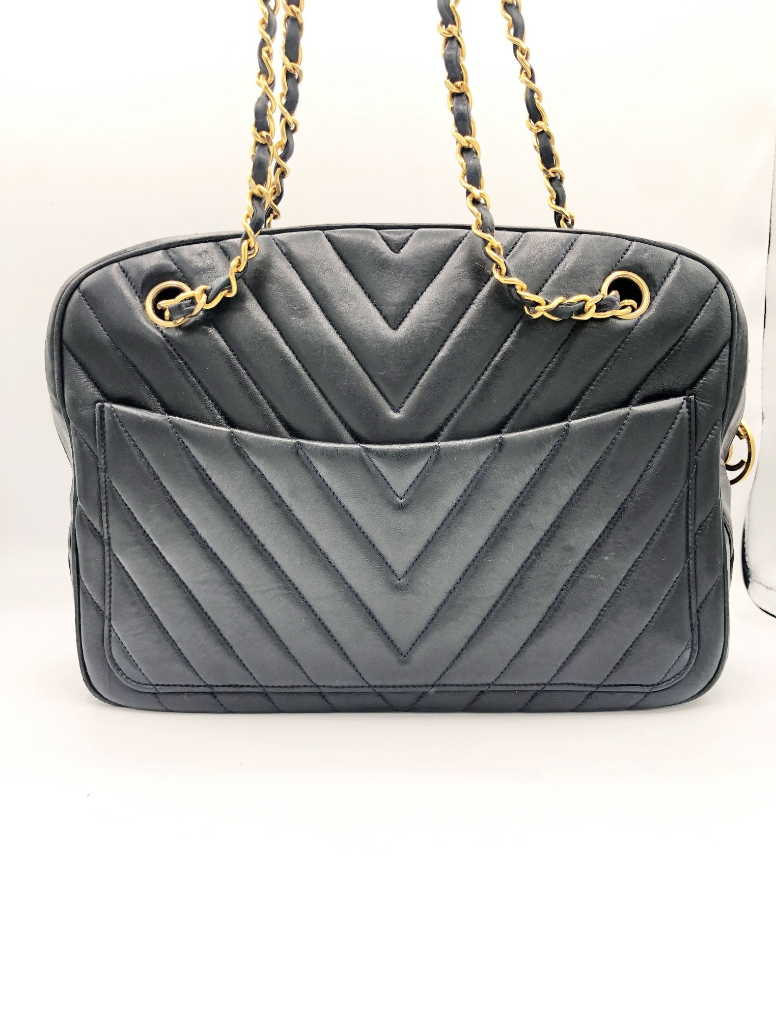 SAC CHANEL CAMERA CHEVRON AGNEAU NOIR - Soline