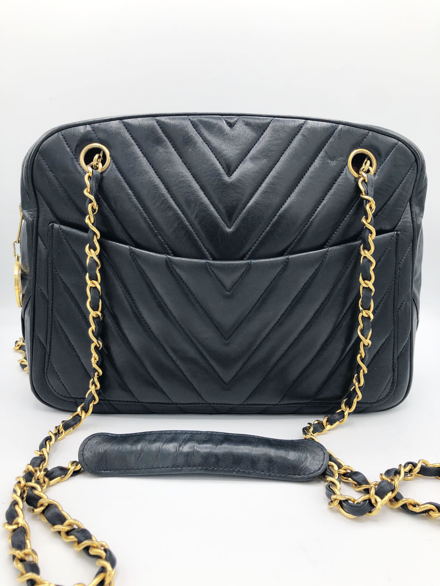 SAC CHANEL CAMERA CHEVRON AGNEAU NOIR - Soline