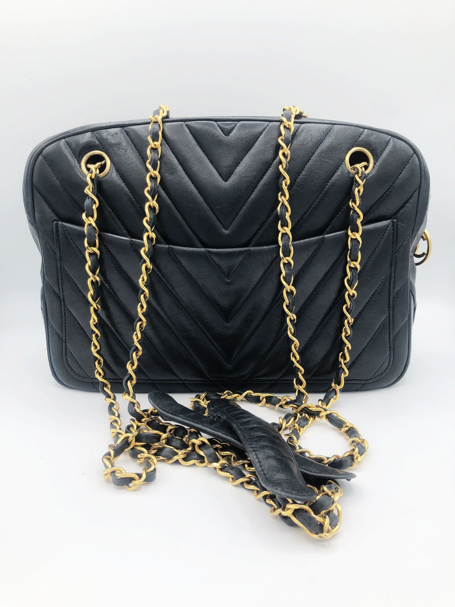 SAC CHANEL CAMERA CHEVRON AGNEAU NOIR - Soline