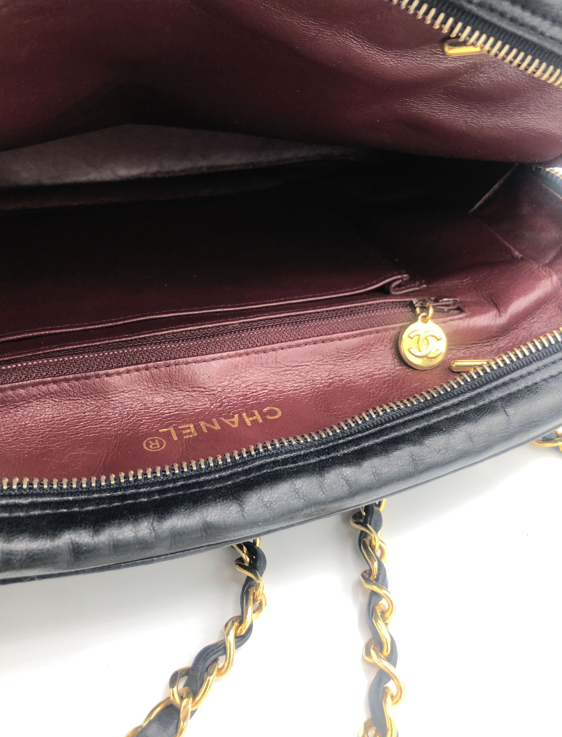 SAC CHANEL CAMERA CHEVRON AGNEAU NOIR - Soline