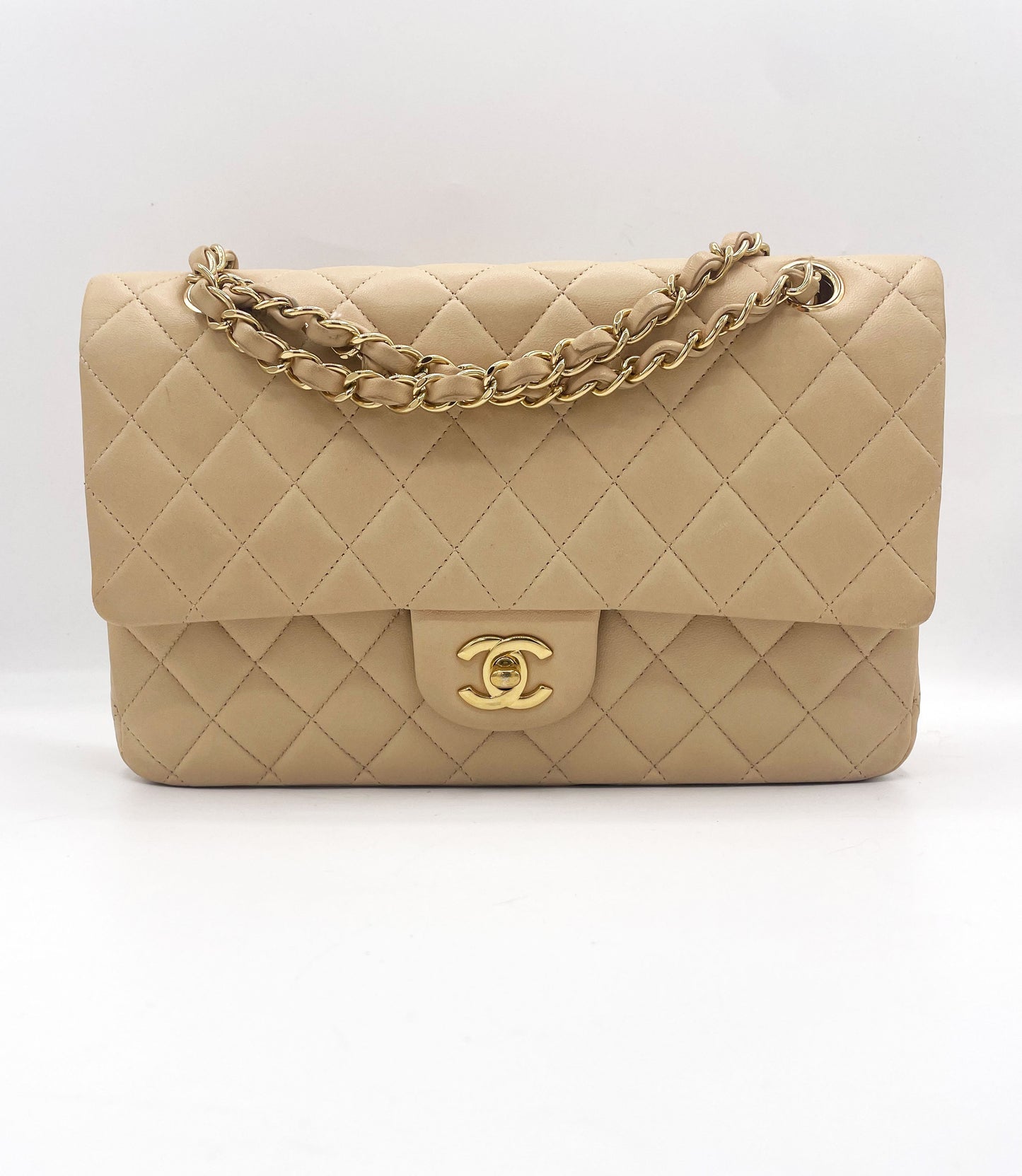 Sac Chanel Classique en cuir beige - Soline