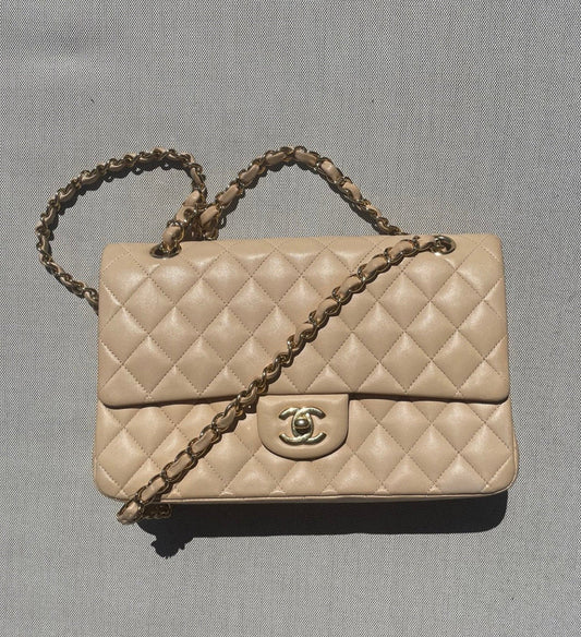 Sac Chanel Classique en cuir beige - Soline