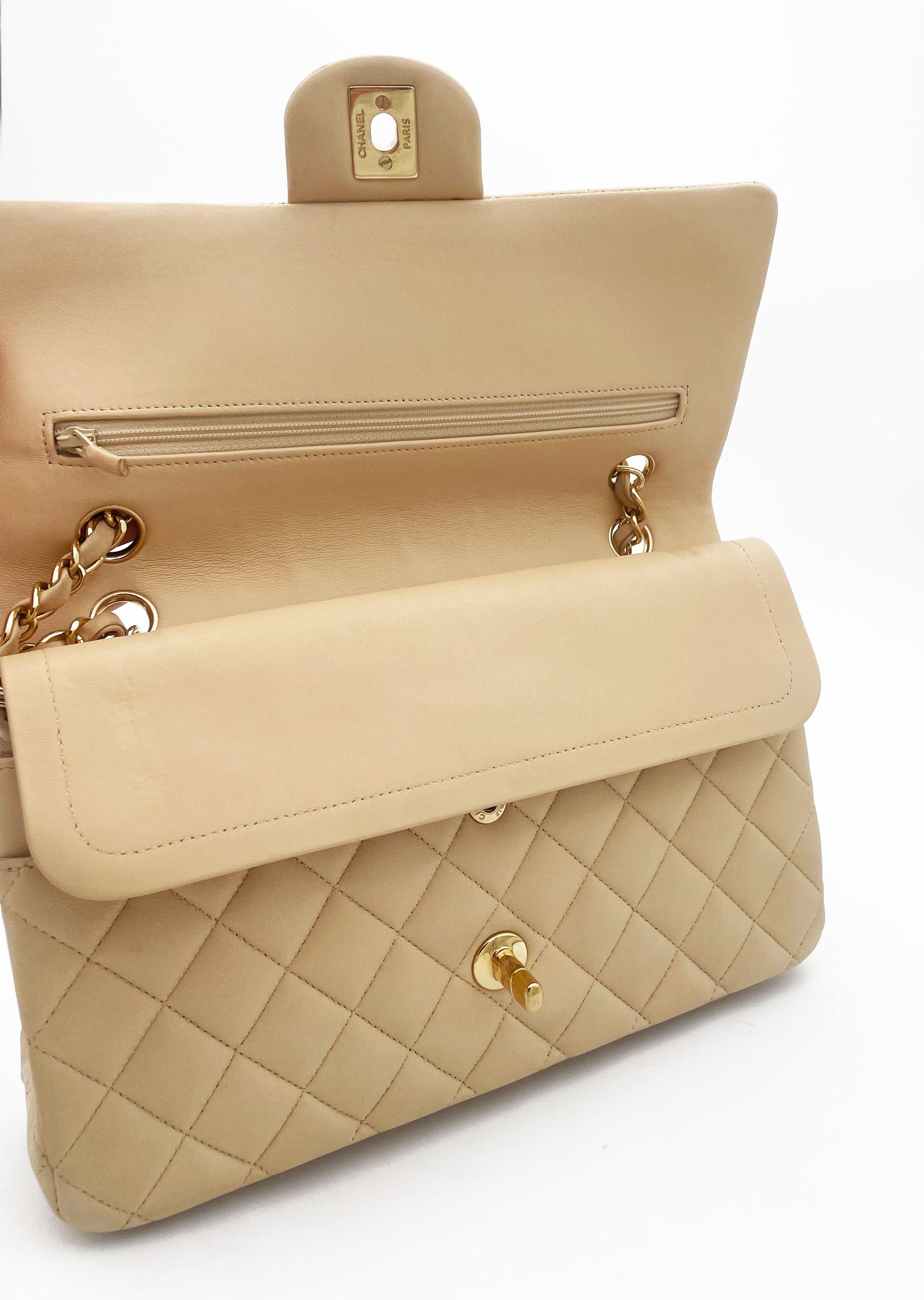 Sac Chanel Classique en cuir beige - Soline
