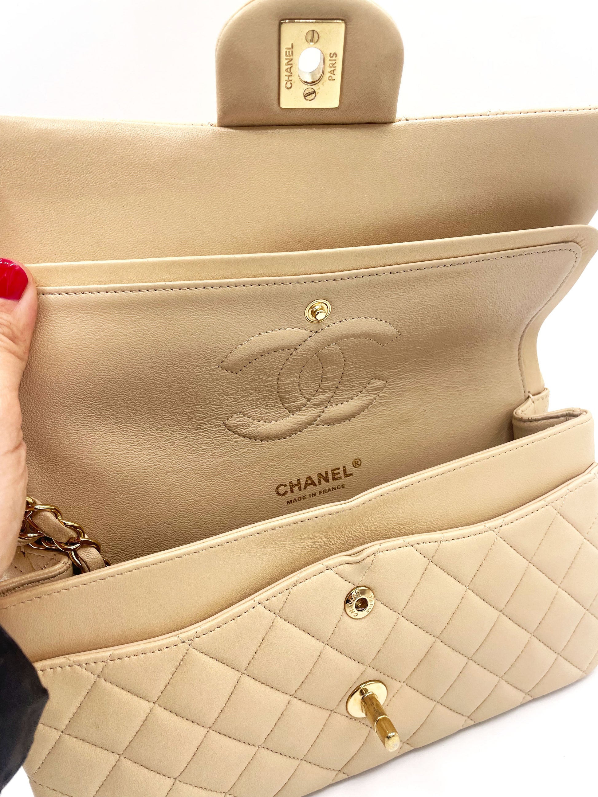 Sac Chanel Classique en cuir beige - Soline