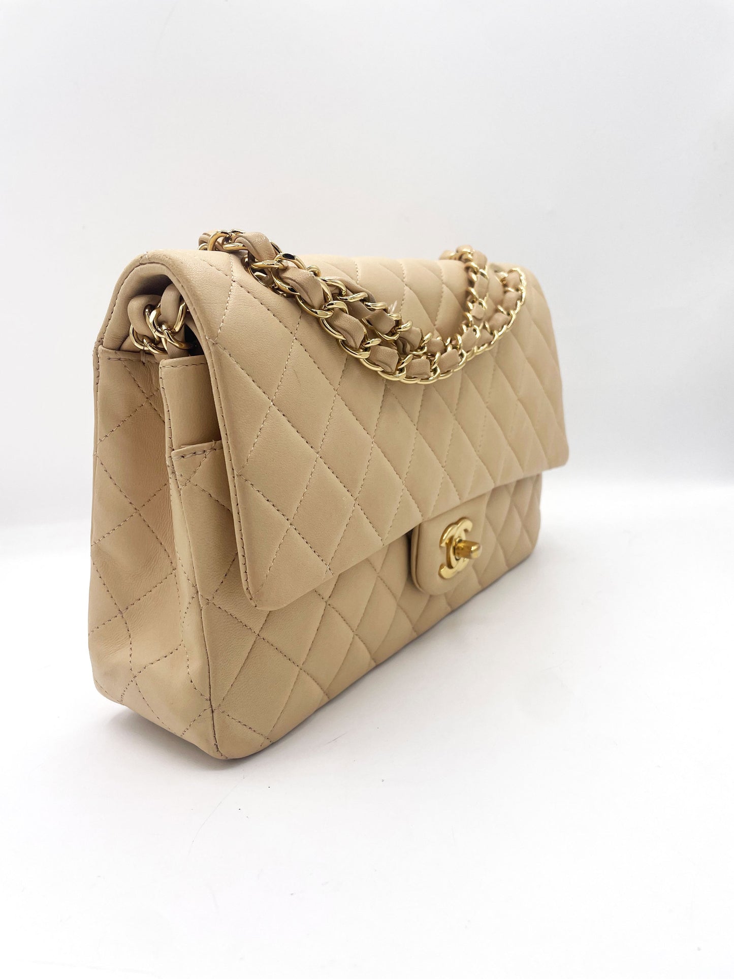 Sac Chanel Classique en cuir beige - Soline