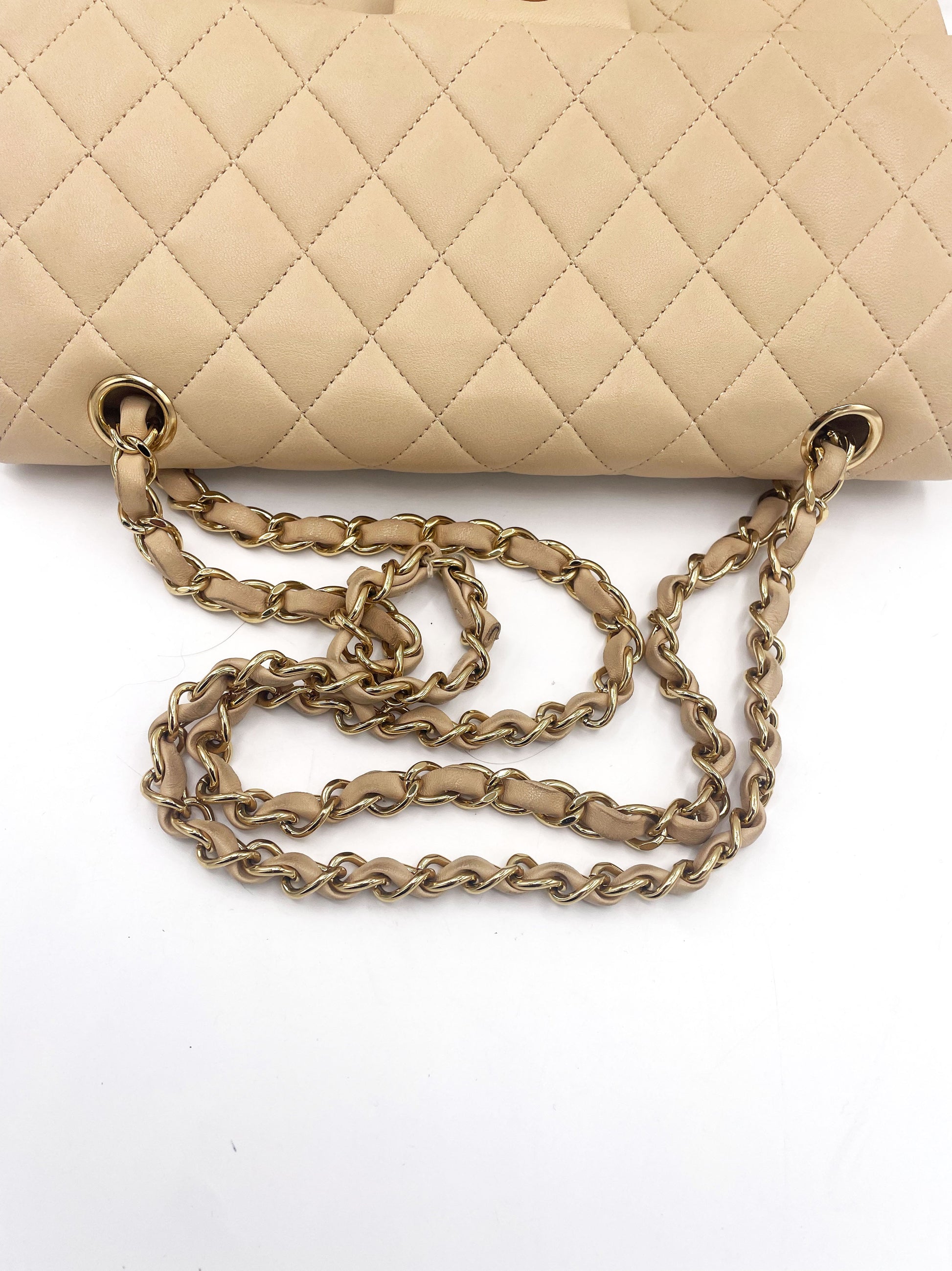 Sac Chanel Classique en cuir beige - Soline