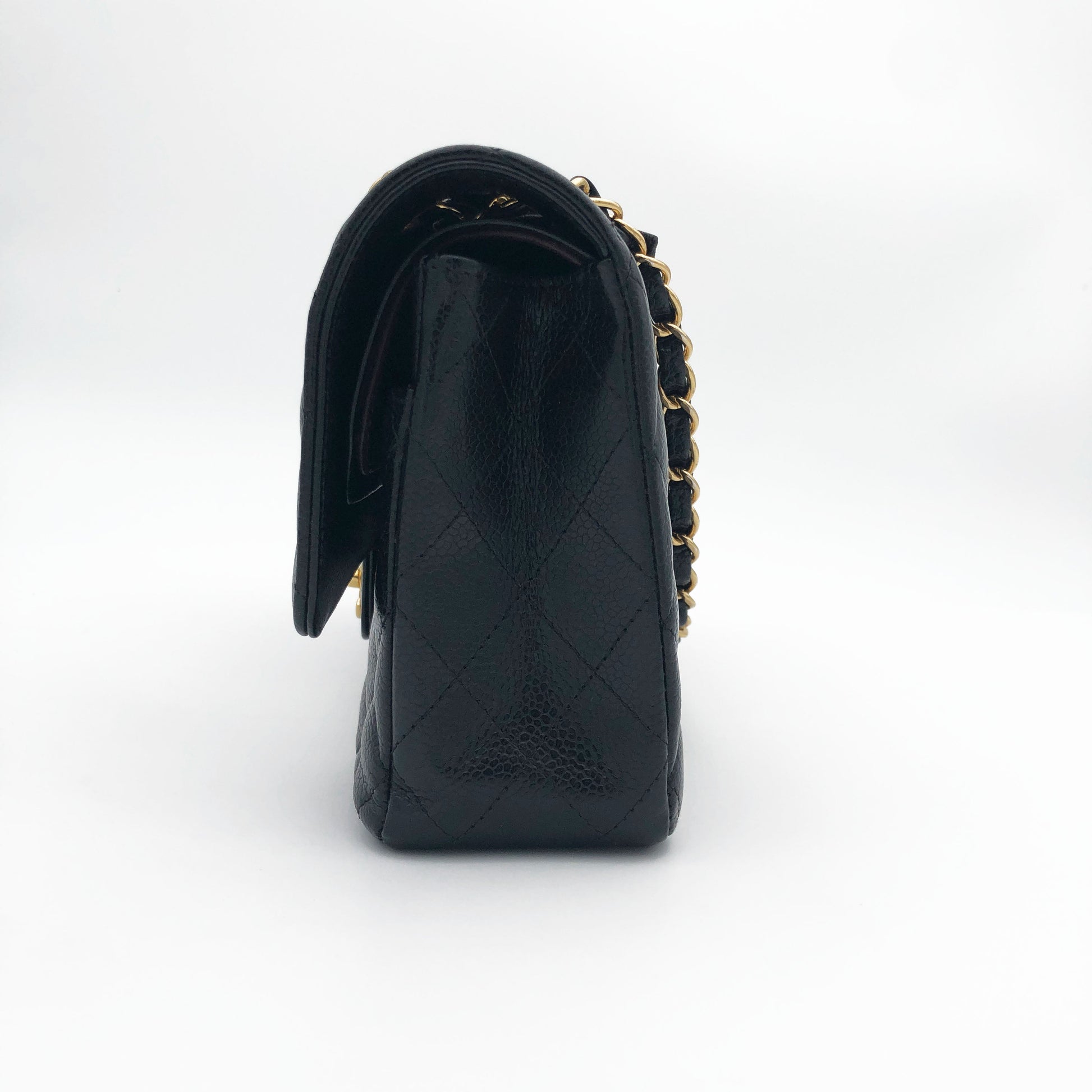 Sac Chanel Classique veau caviar noir & métal doré - Soline