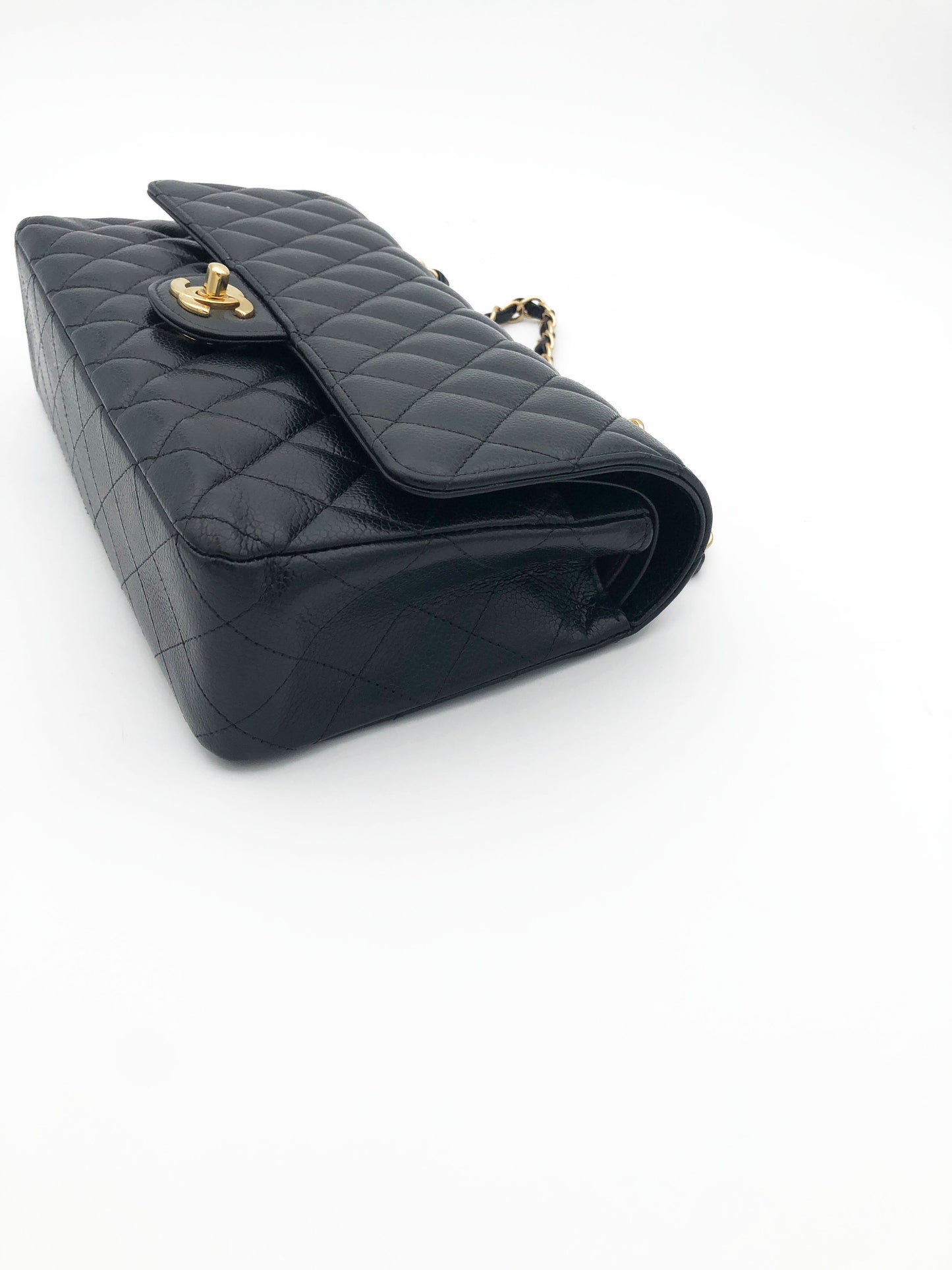 Sac Chanel Classique veau caviar noir & métal doré - Soline