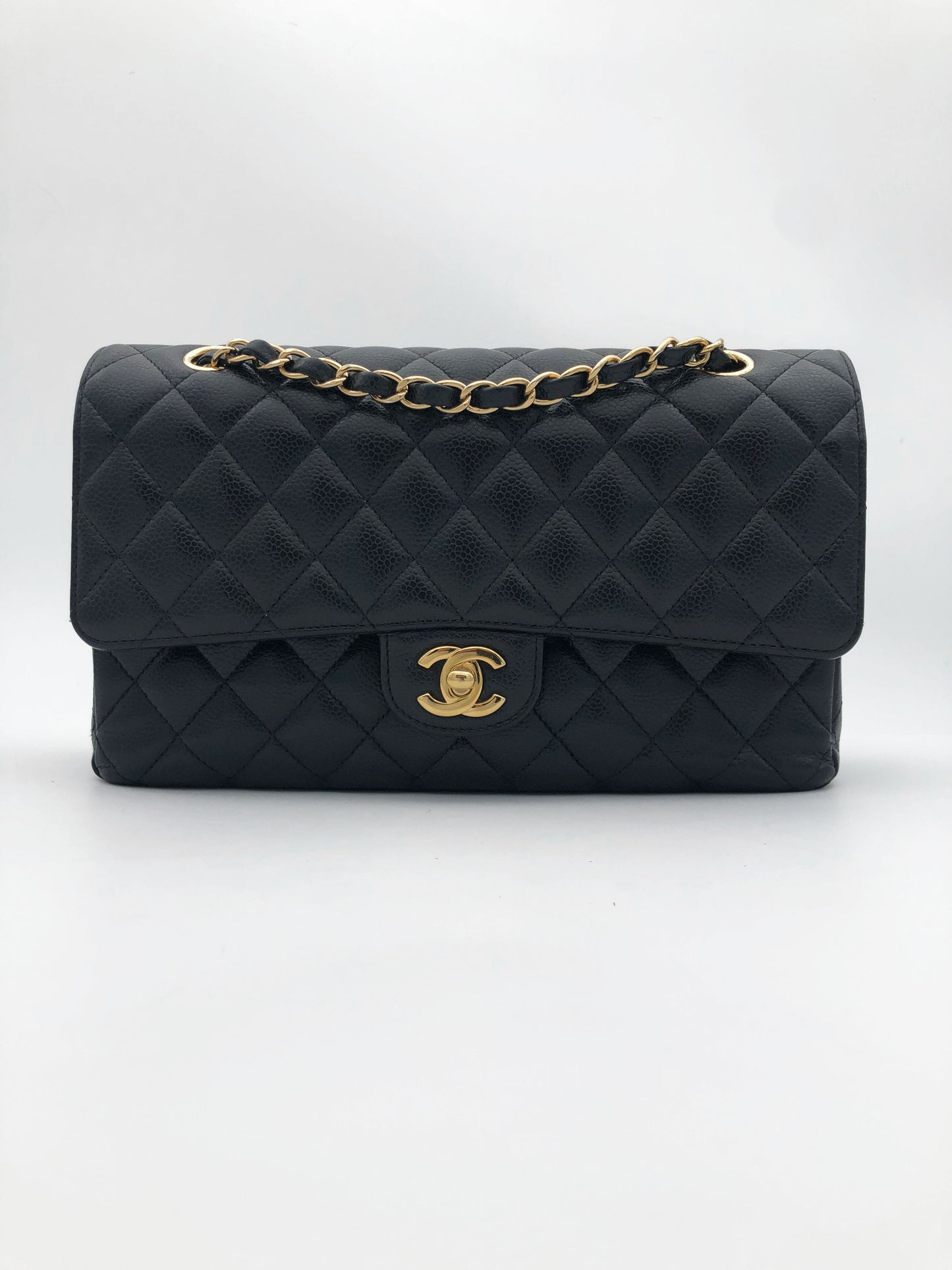 Sac Chanel Classique veau caviar noir & métal doré - Soline