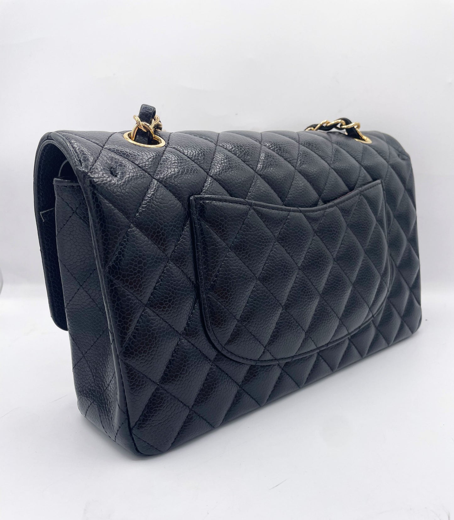 Sac Chanel Classique veau caviar noir & métal doré - Soline