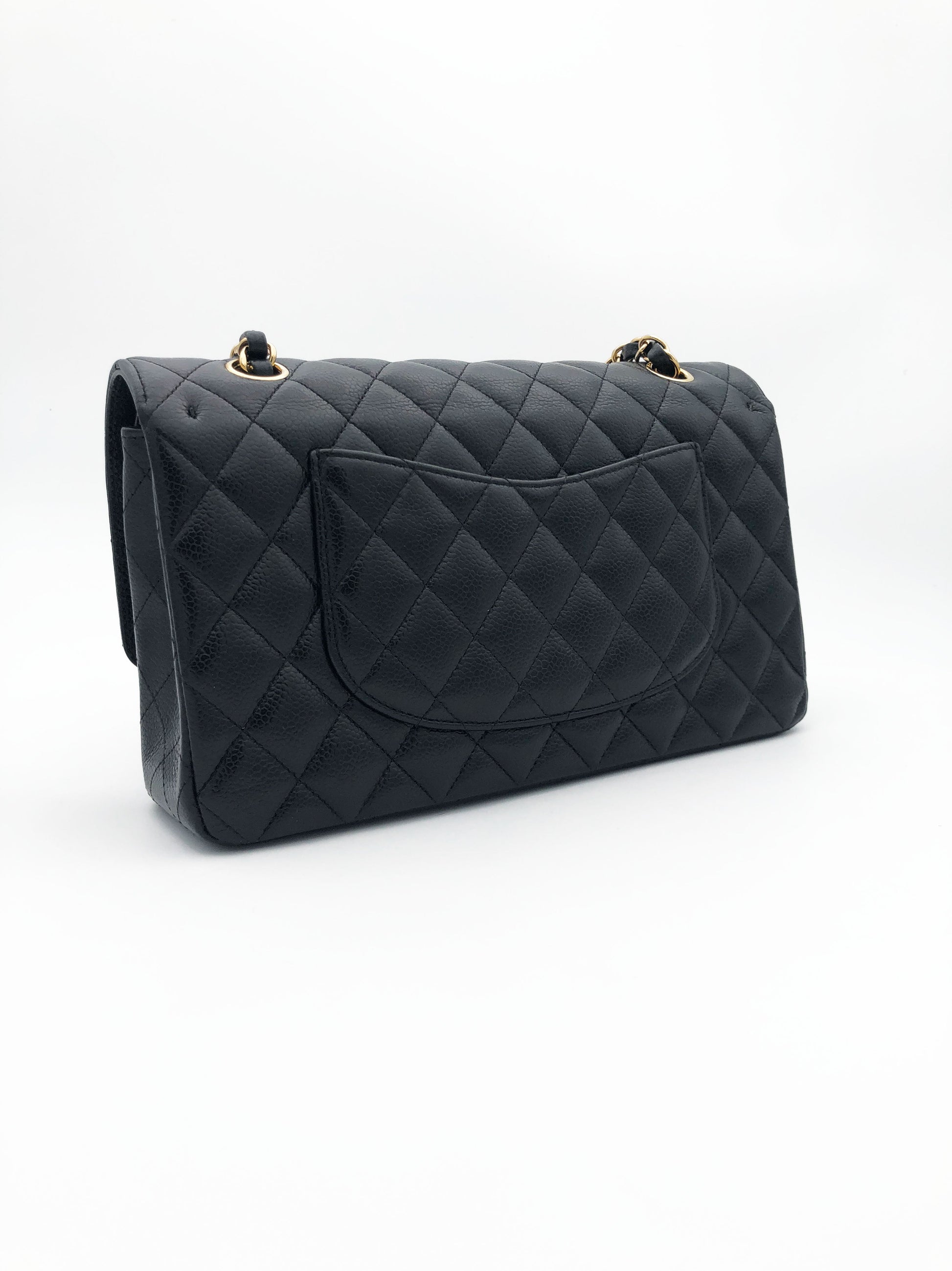 Sac Chanel Classique veau caviar noir & métal doré - Soline