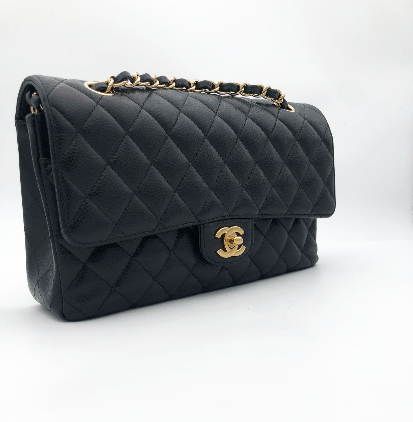 Sac Chanel Classique veau caviar noir & métal doré - Soline