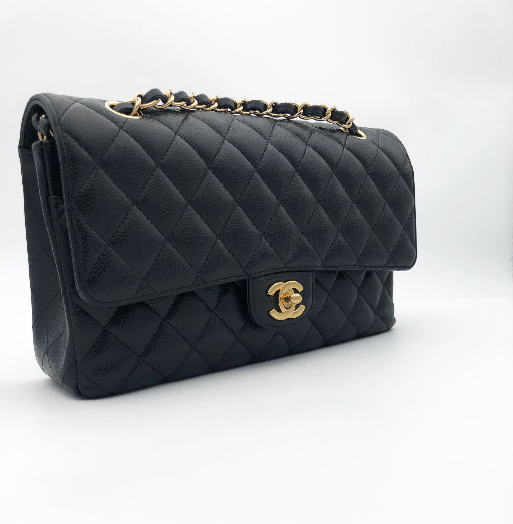 Sac Chanel Classique veau caviar noir & métal doré - Soline