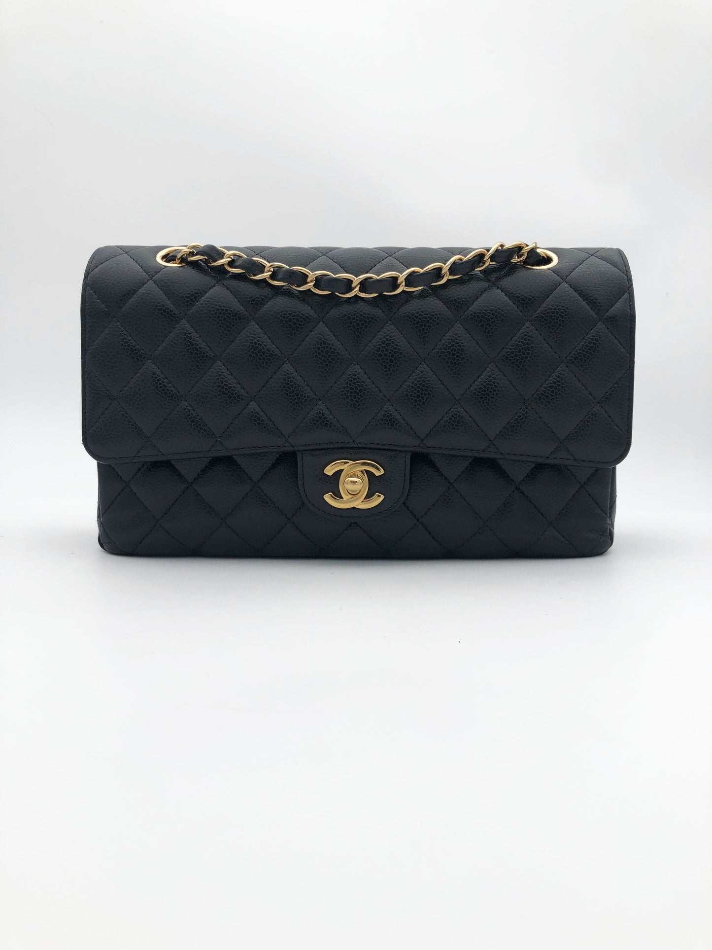 Sac Chanel Classique veau caviar noir & métal doré - Soline