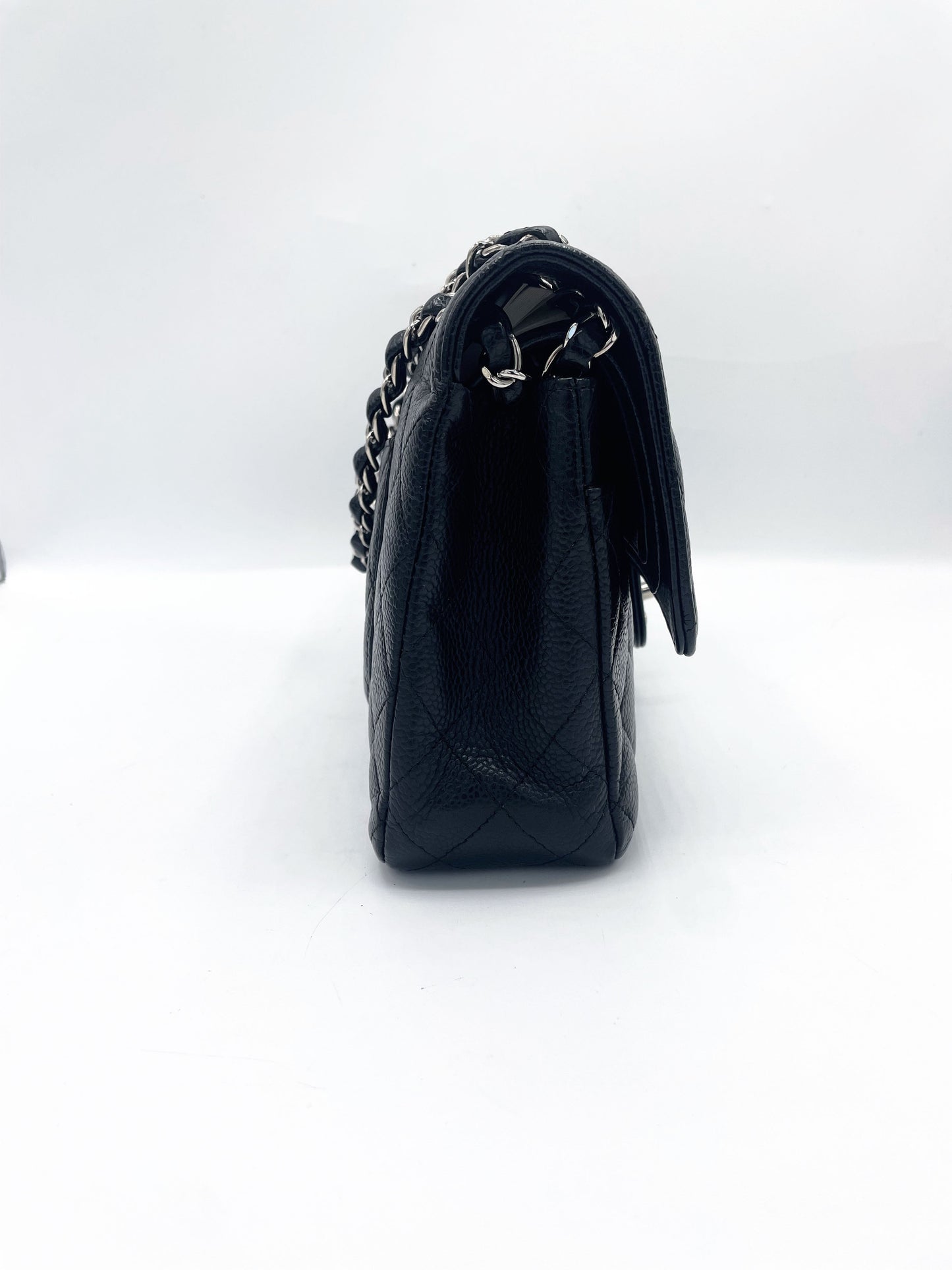 Sac Chanel Classique veau grainé & métal argenté noir - Soline