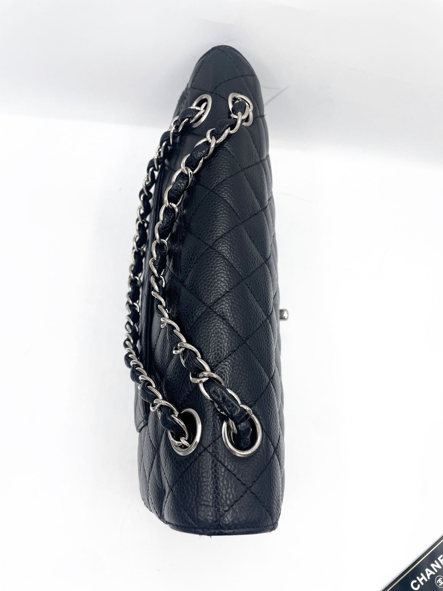 Sac Chanel Classique veau grainé & métal argenté noir - Soline