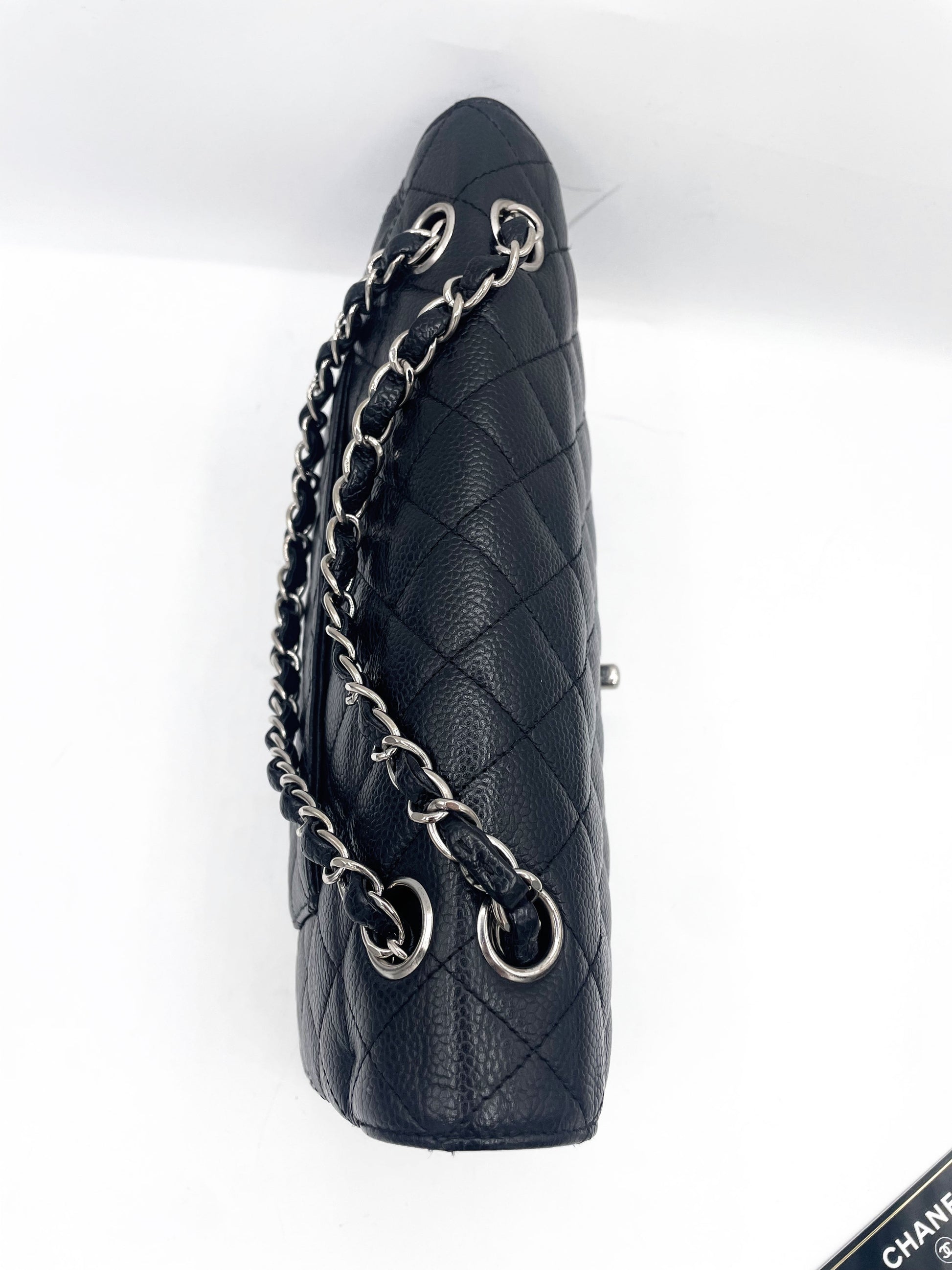Sac Chanel Classique veau grainé & métal argenté noir - Soline