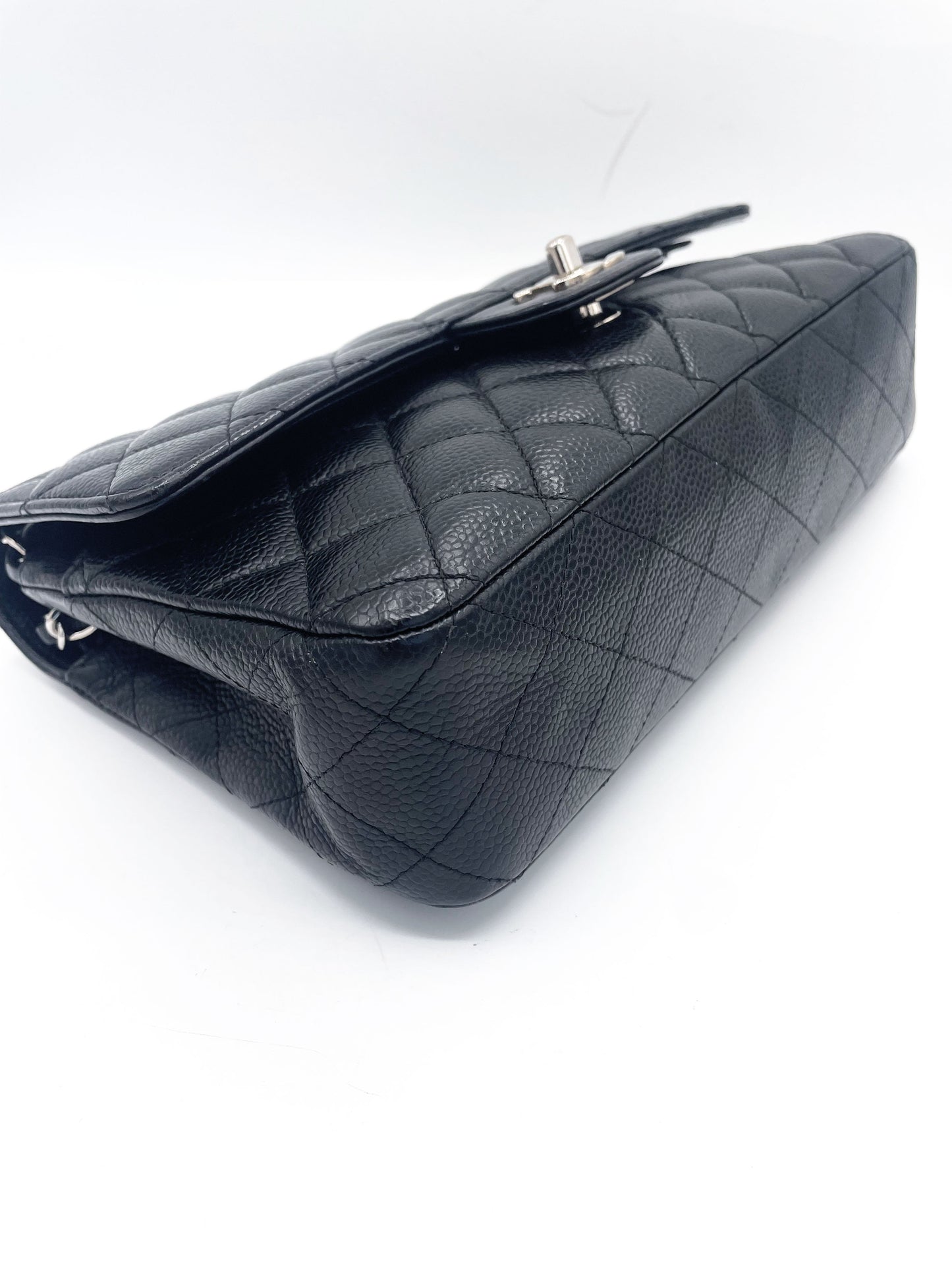 Sac Chanel Classique veau grainé & métal argenté noir - Soline
