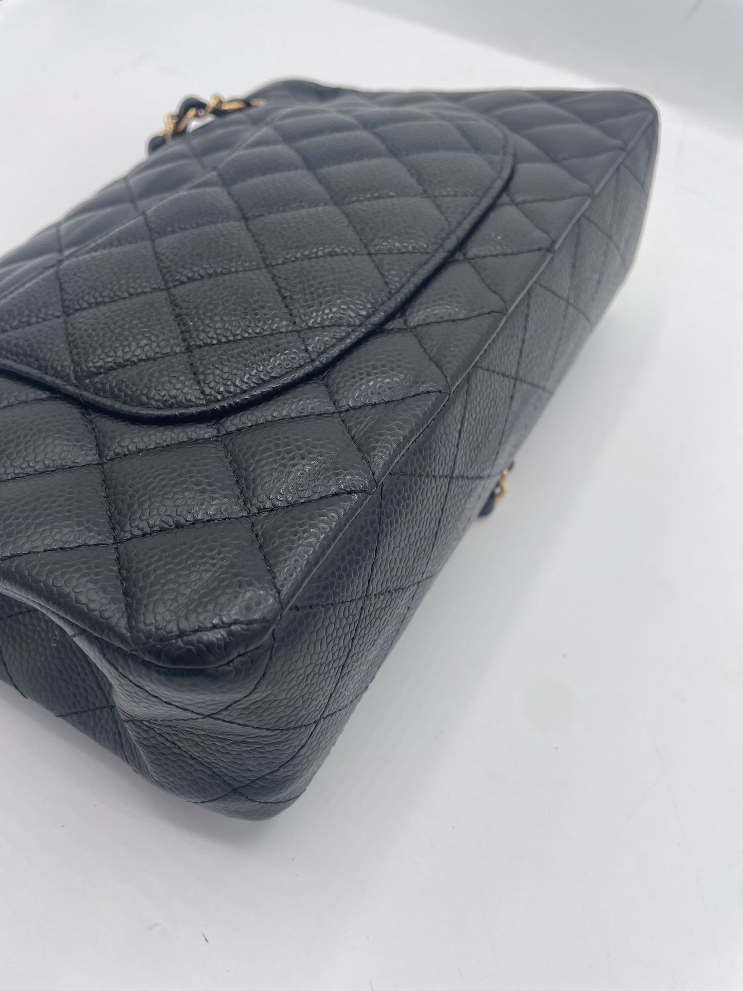 Sac Chanel Classique veau grainé & métal doré noir - Soline