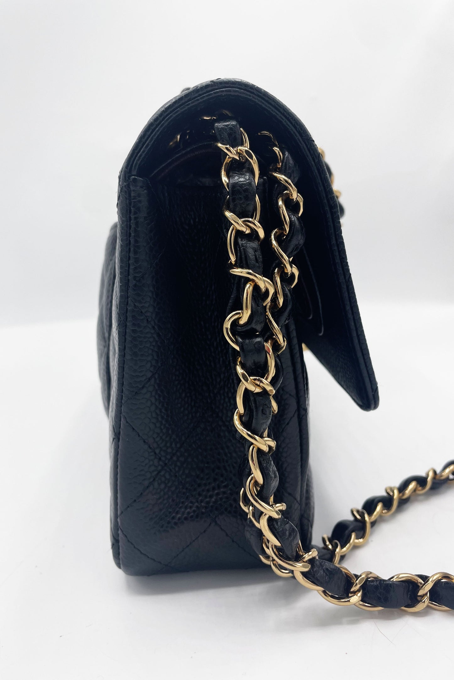 Sac Chanel Classique veau grainé & métal doré noir - Soline