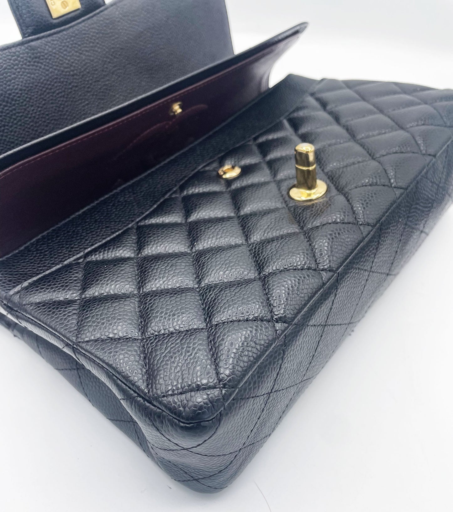 Sac Chanel Classique veau grainé & métal doré noir - Soline