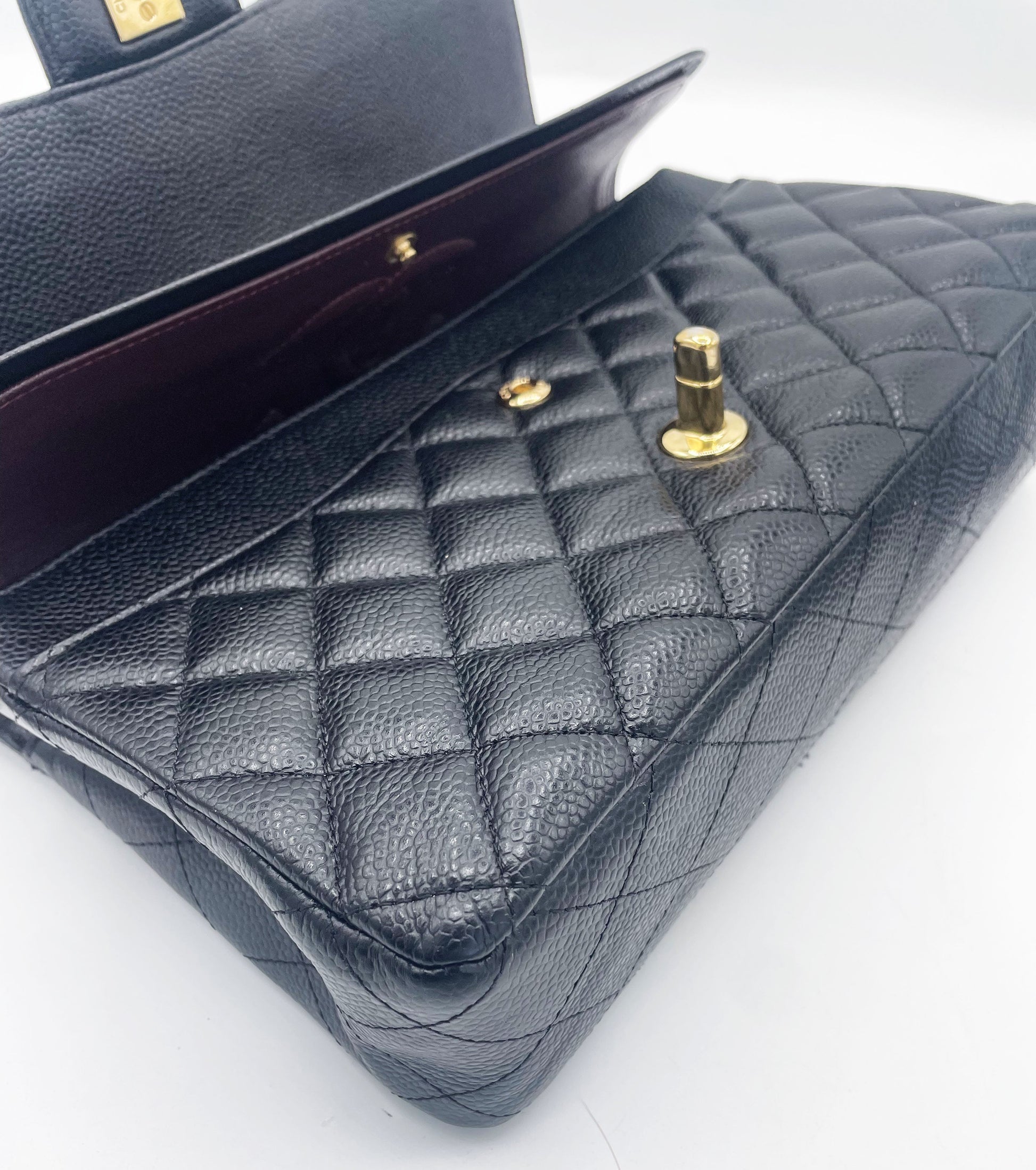 Sac Chanel Classique veau grainé & métal doré noir - Soline