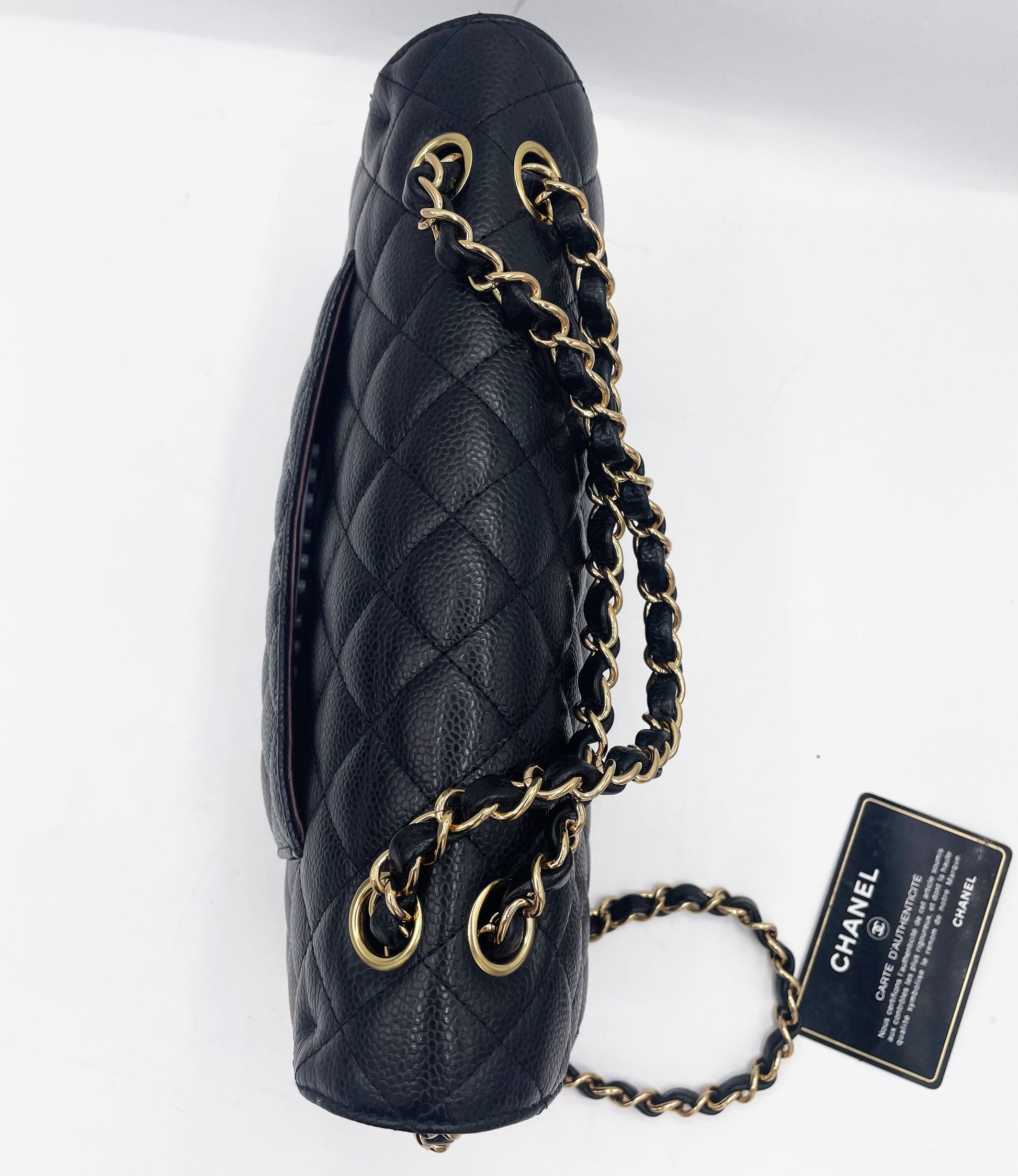 Sac Chanel Classique veau grainé & métal doré noir - Soline