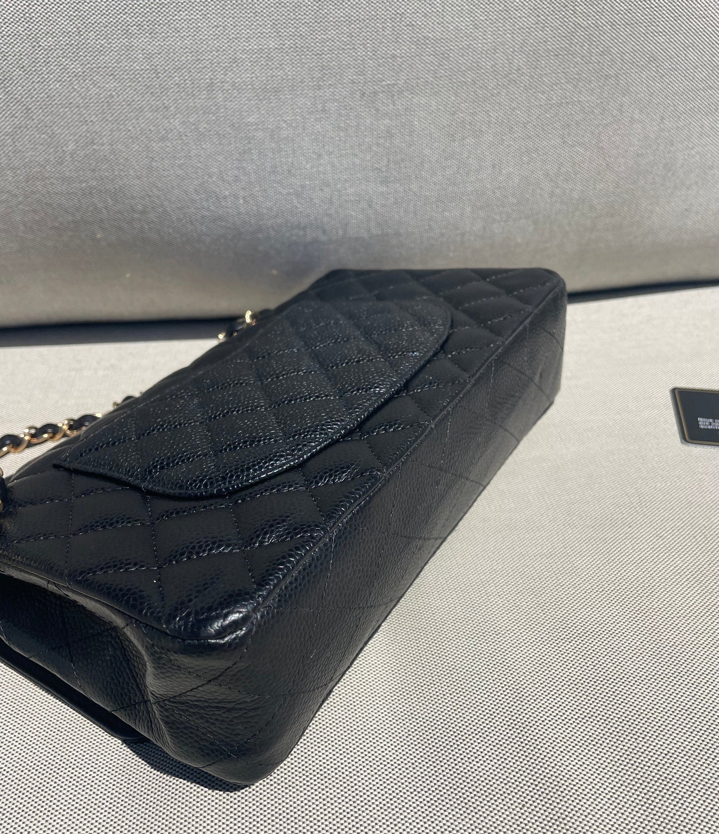 Sac Chanel Classique veau grainé noir & métal doré - Soline