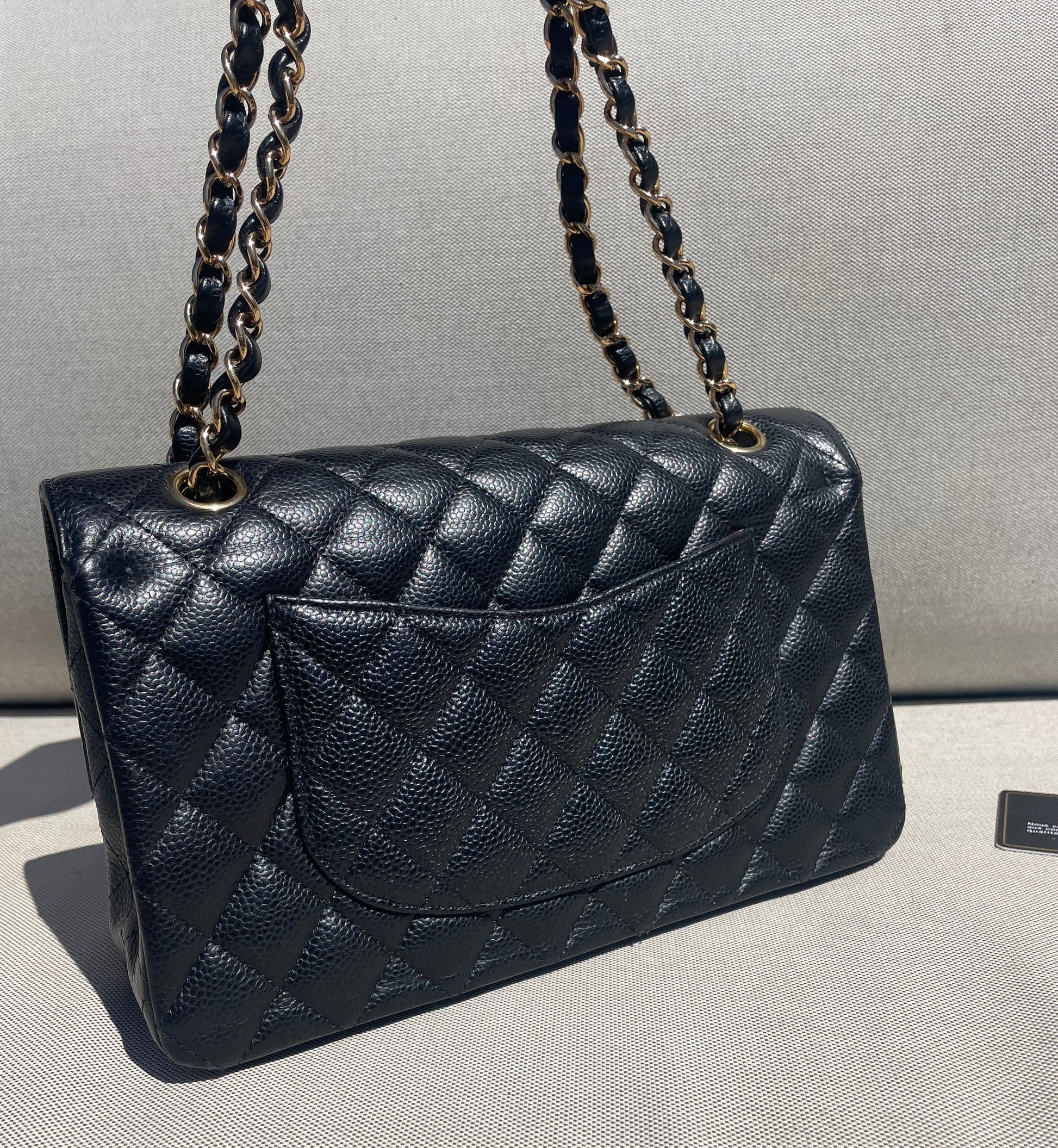 Sac Chanel Classique veau grainé noir & métal doré - Soline