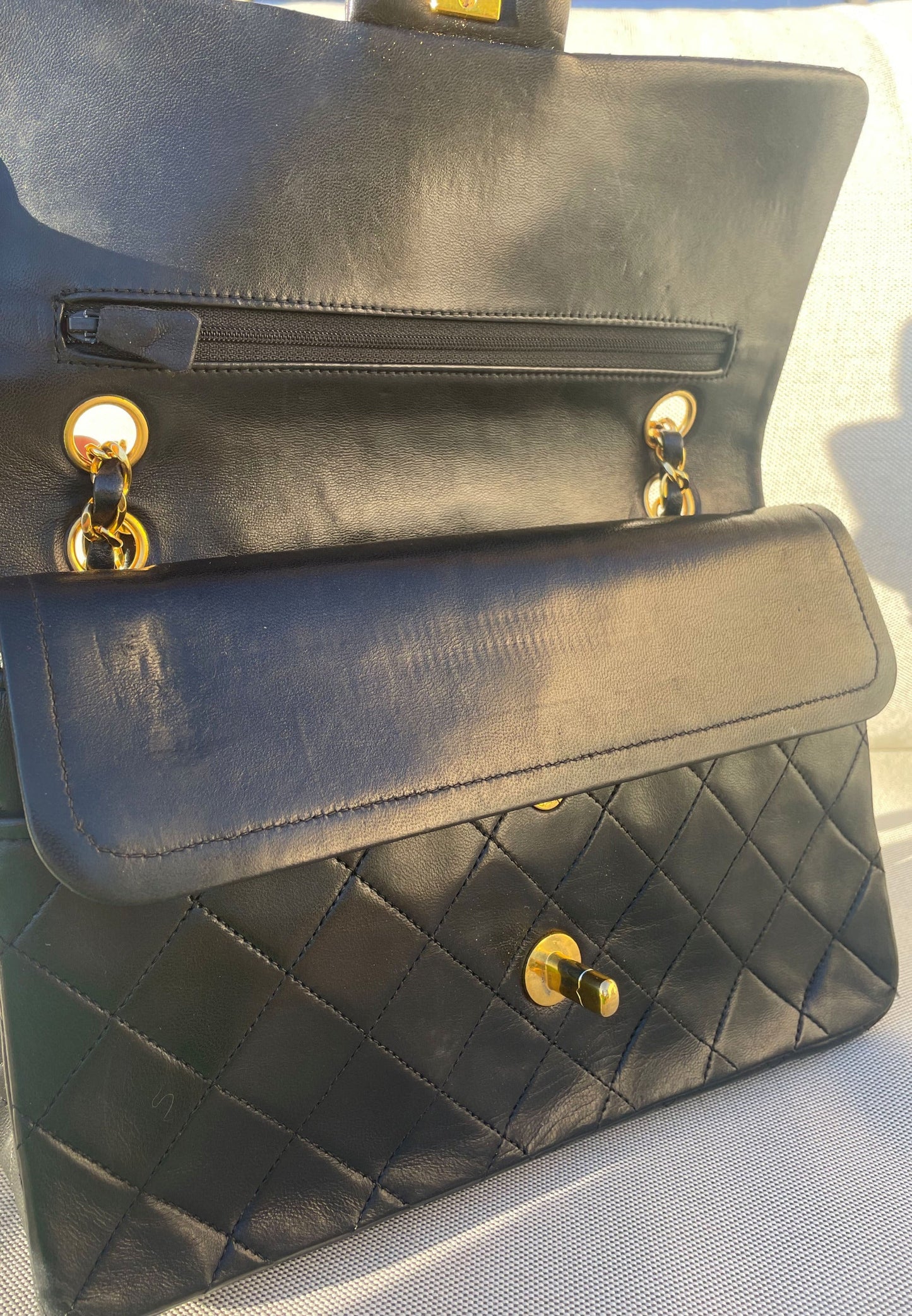 Sac Chanel femme Timeless / Classique 11.12, agneau et métal doré plaqué or 24 K - Soline