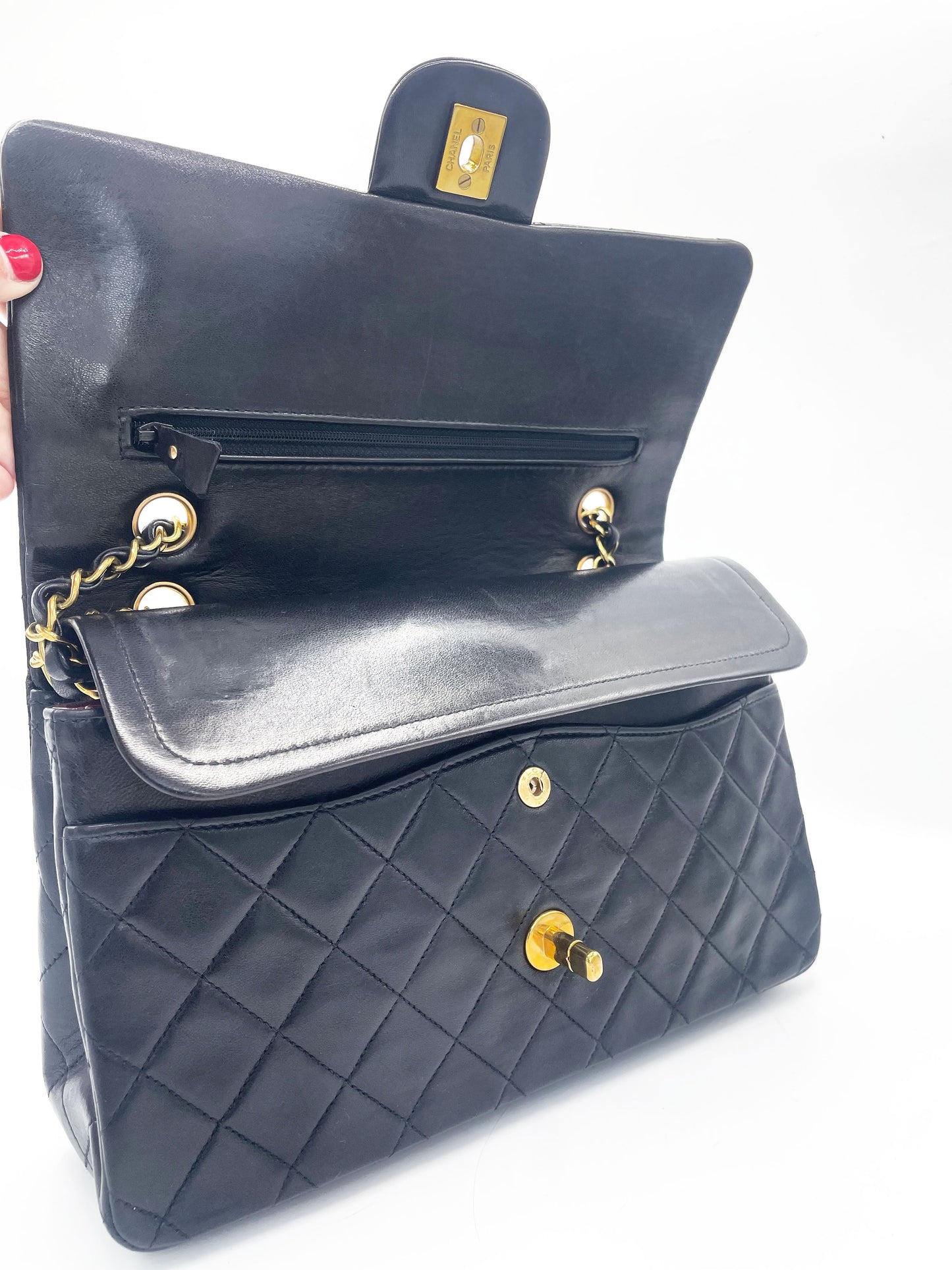 Sac Chanel timeless / classique 11.12 agneau noir medium - Soline