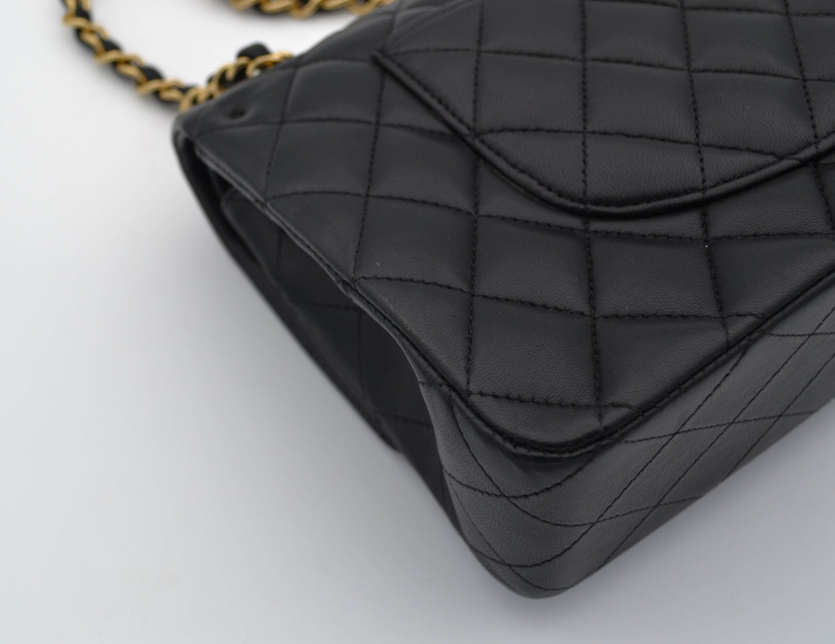Sac Chanel timeless / classique 11.12 cuir lisse noir medium - Soline