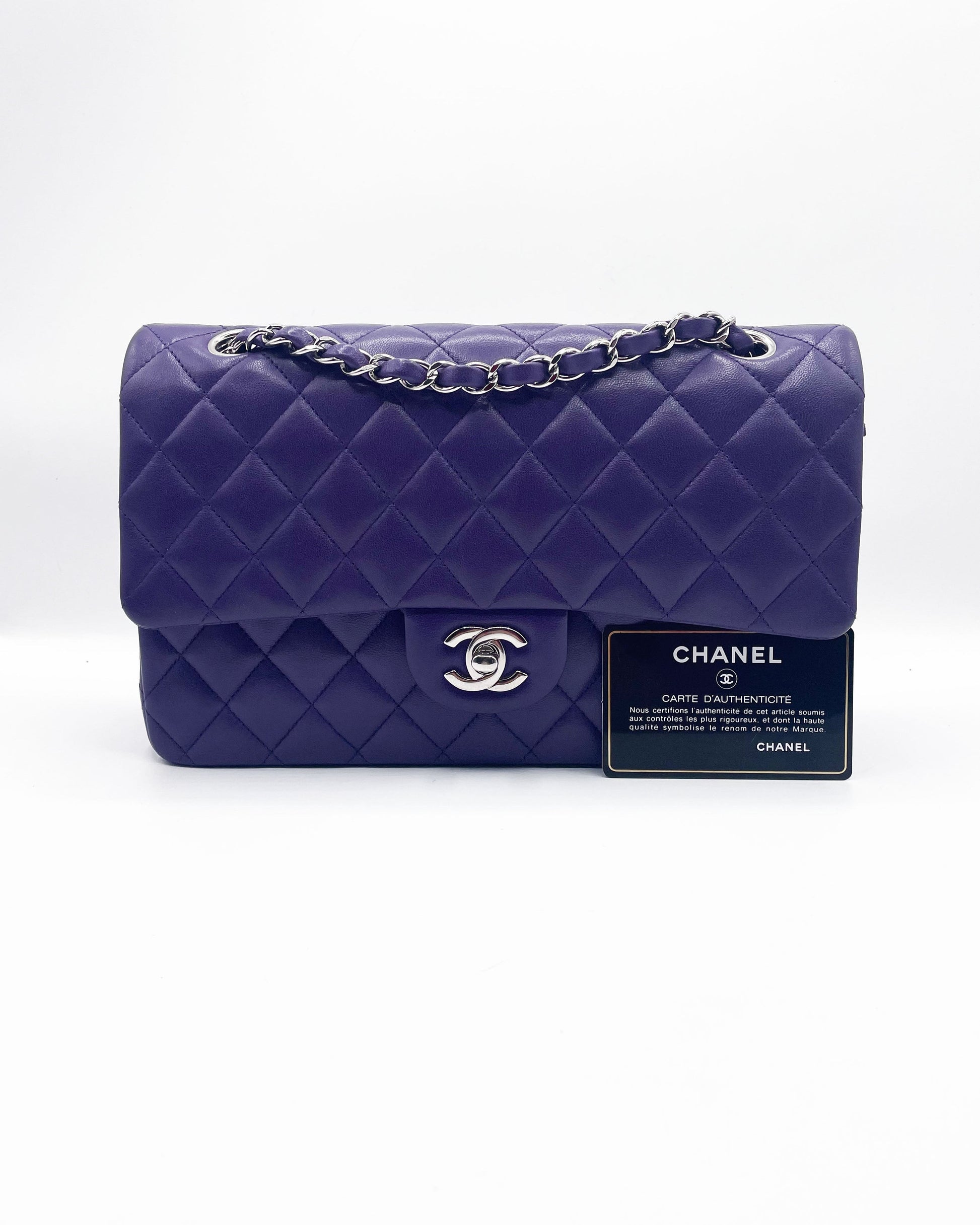 Sac Chanel Timeless/Classique matelassé en cuir d'agneau violet medium - Soline
