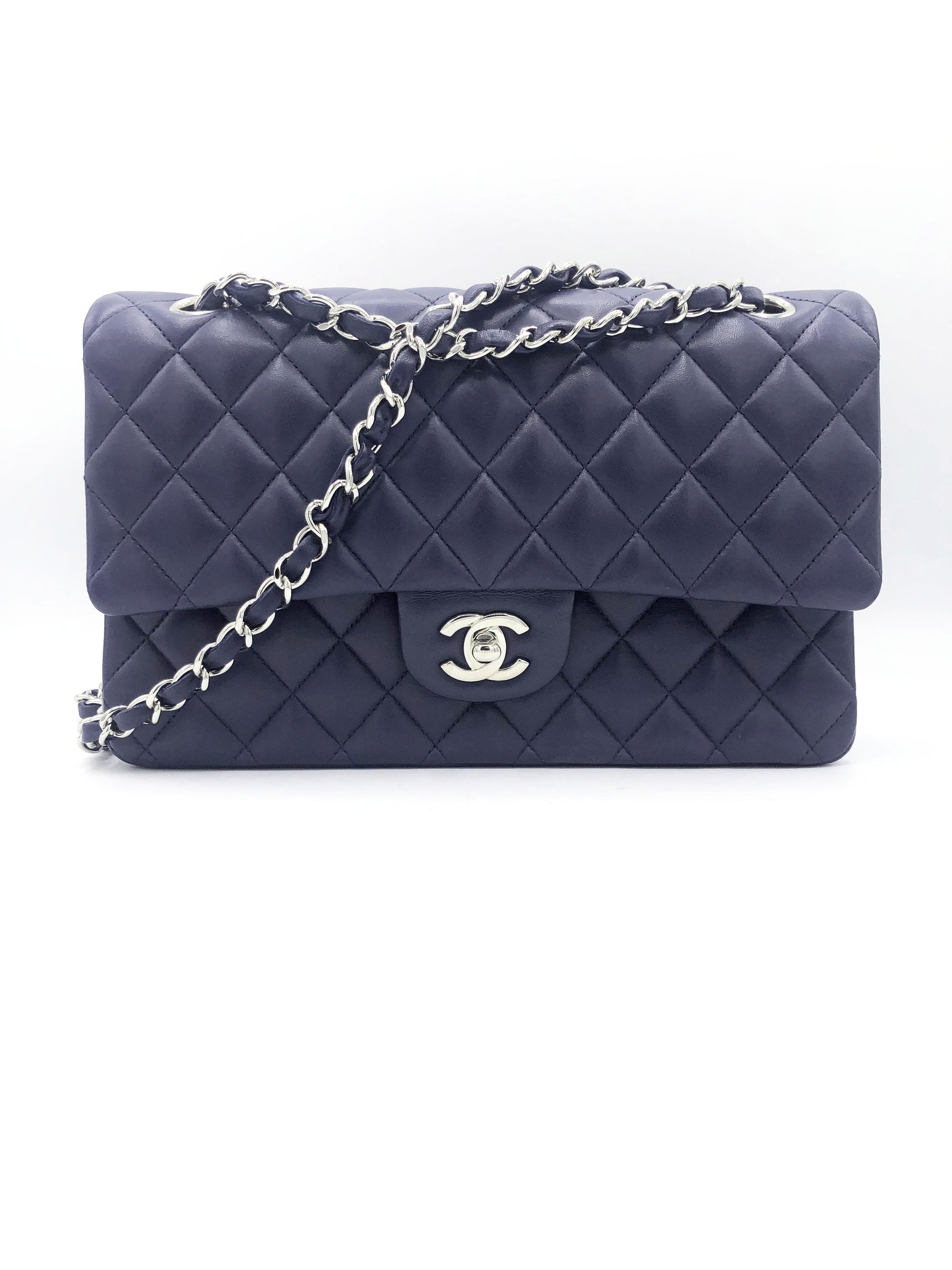 SAC CLASSIQUE AGNEAU BLEU MARINE - Soline