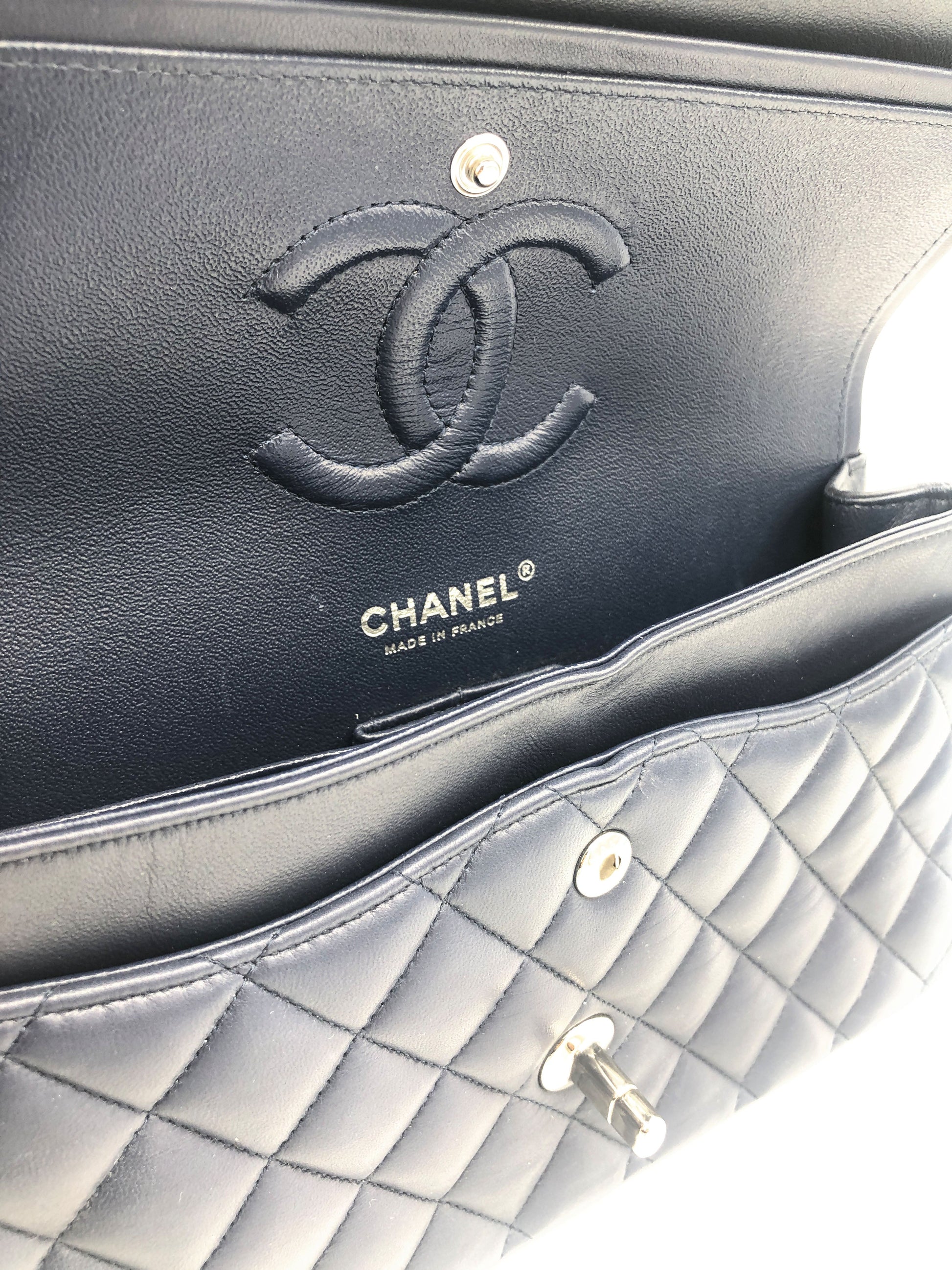 SAC CLASSIQUE AGNEAU BLEU MARINE - Soline