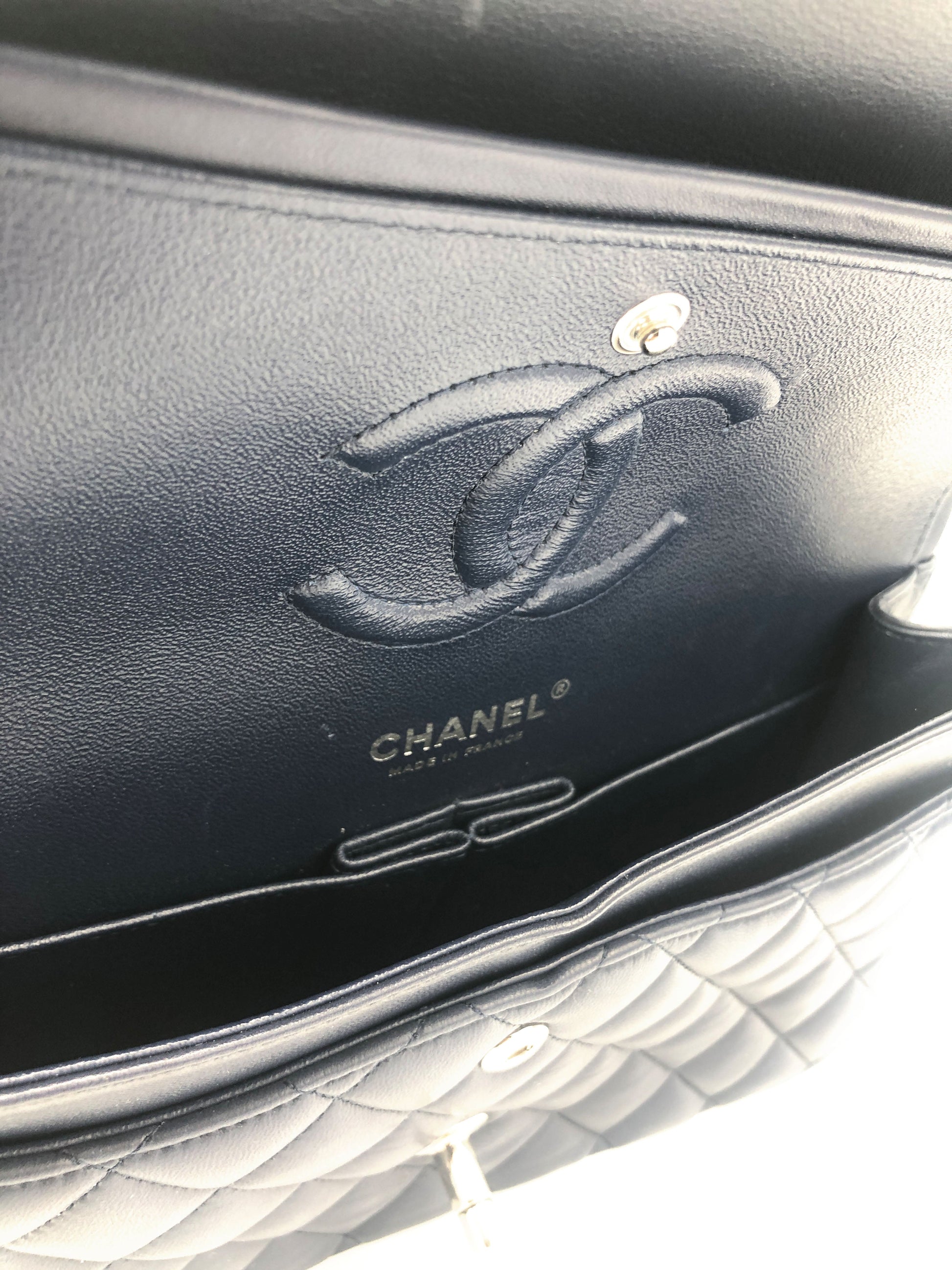 SAC CLASSIQUE AGNEAU BLEU MARINE - Soline